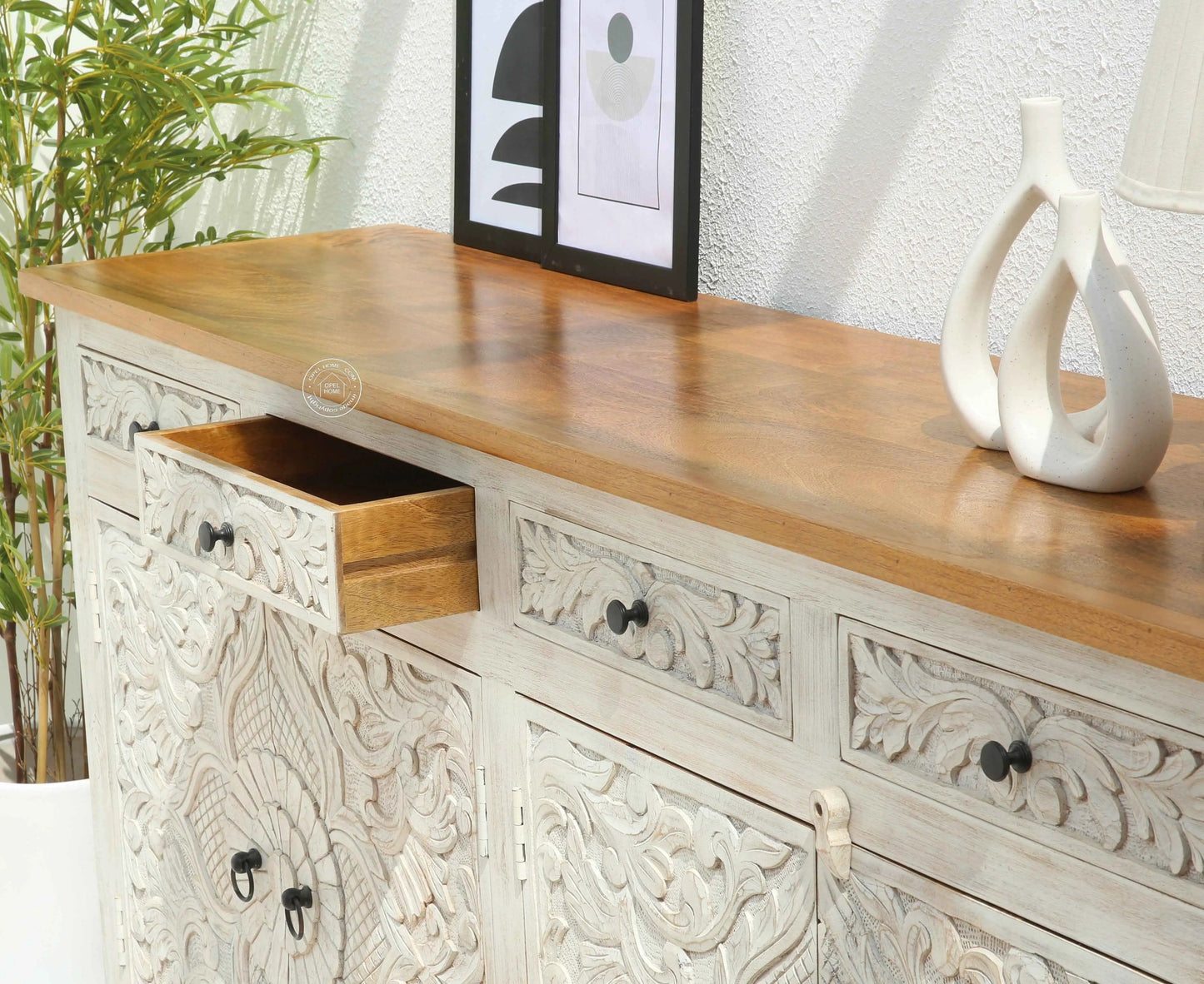 Pisty Wooden 4 Door 4 Drawer Sideboard (Multiple Color Options) | Opelhome UAE