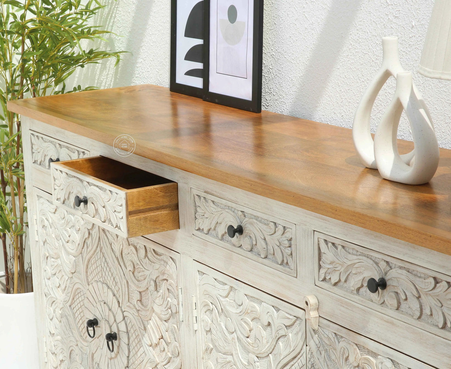 Pisty Wooden 4 Door 4 Drawer Sideboard (Multiple Color Options) | Opelhome UAE