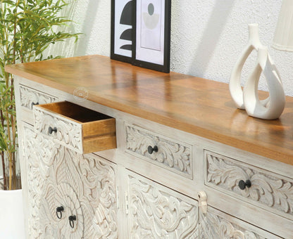 Pisty Wooden 4 Door 4 Drawer Sideboard (Multiple Color Options) | Opelhome UAE