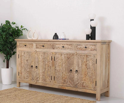 Pisty Wooden 4 Door 4 Drawer Sideboard (Multiple Color Options) | Opelhome UAE