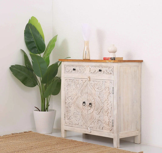 Pisty wooden 2 door 2 drawer cabinet (Multiple Colors Options)