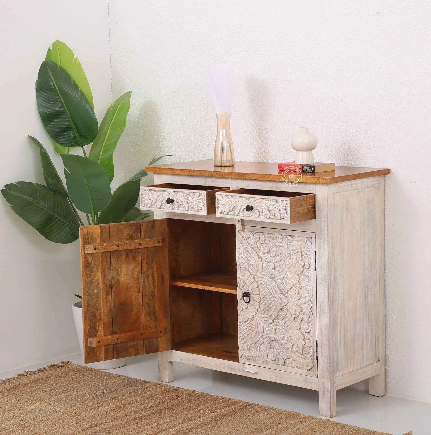 Pisty wooden 2 door 2 drawer cabinet (Multiple Colors Options)