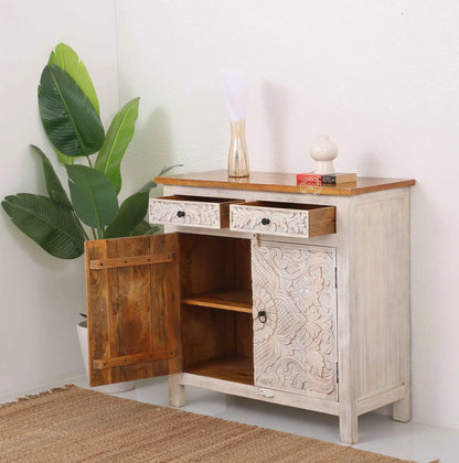Pisty wooden 2 door 2 drawer cabinet (Multiple Colors Options)