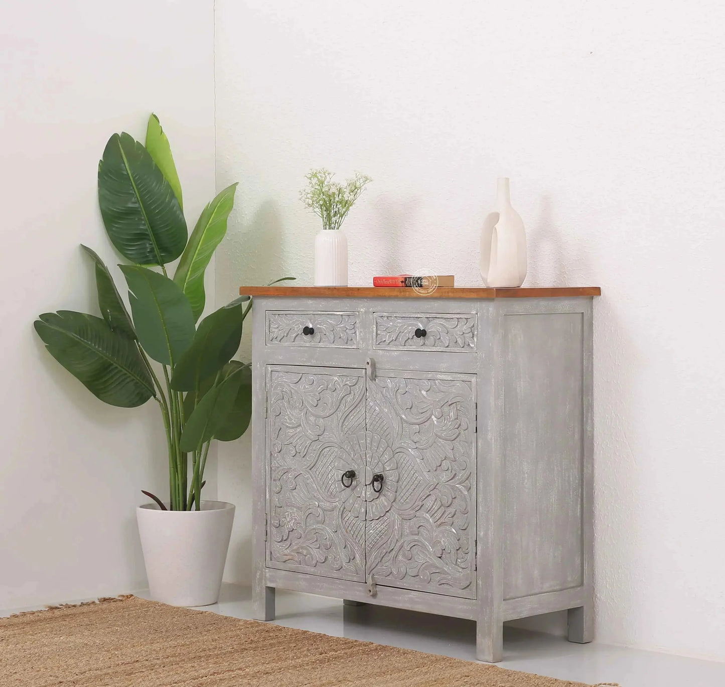 Pisty wooden 2 door 2 drawer cabinet (Multiple Colors Options)