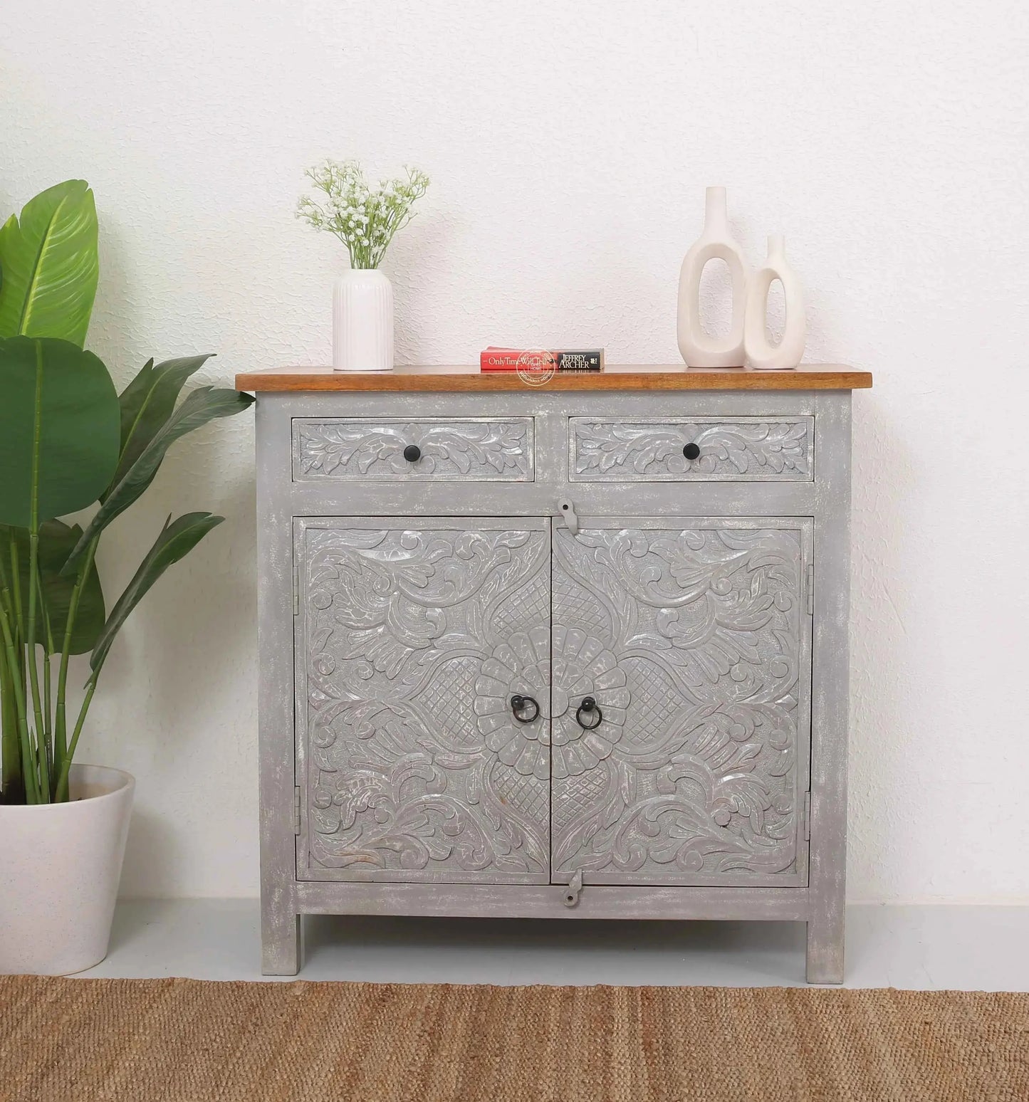 Pisty wooden 2 door 2 drawer cabinet (Multiple Colors Options)