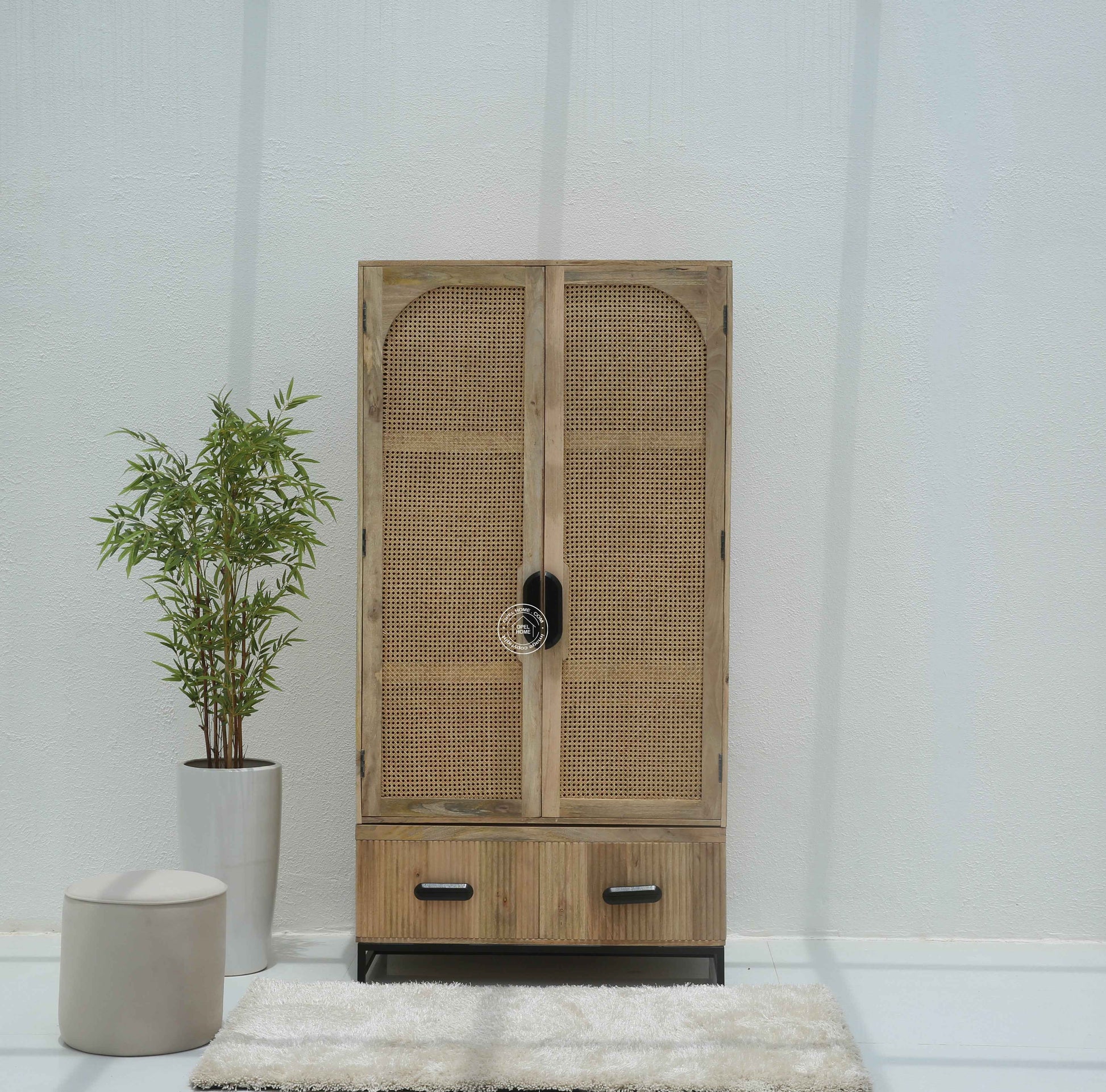 Planke Rattan Closet – 1 Drawer, Solid Mango Wood, Natural Finish | Opelhome UAE