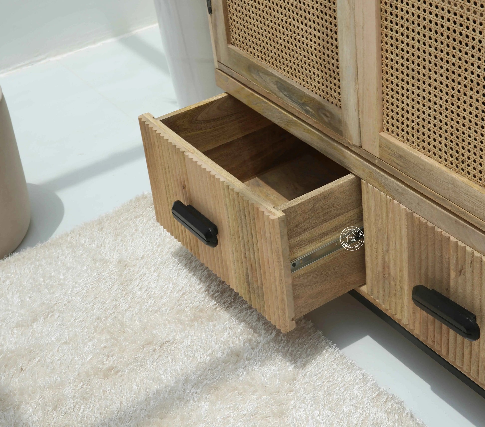 Planke Rattan Closet – 1 Drawer, Solid Mango Wood, Natural Finish | Opelhome UAE
