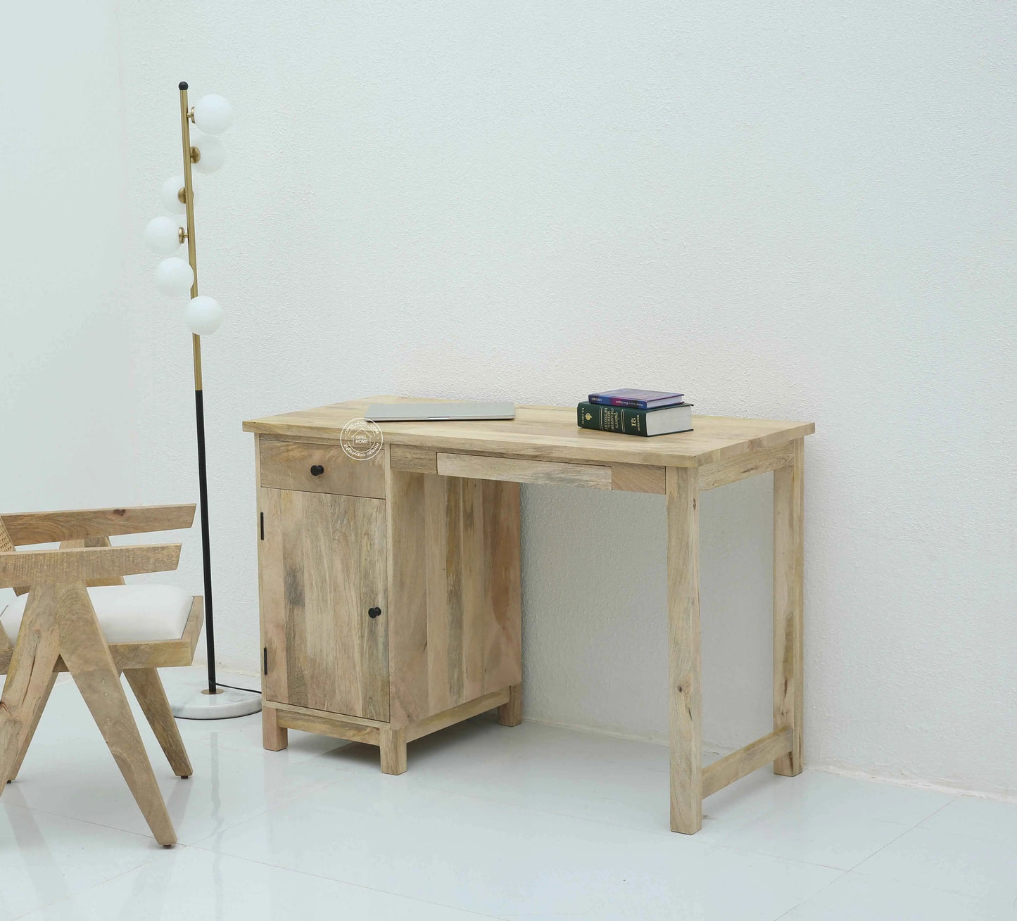 Ransome Door Wooden Desk – Solid Mango Wood, Natural Finish | Opelhome UAE