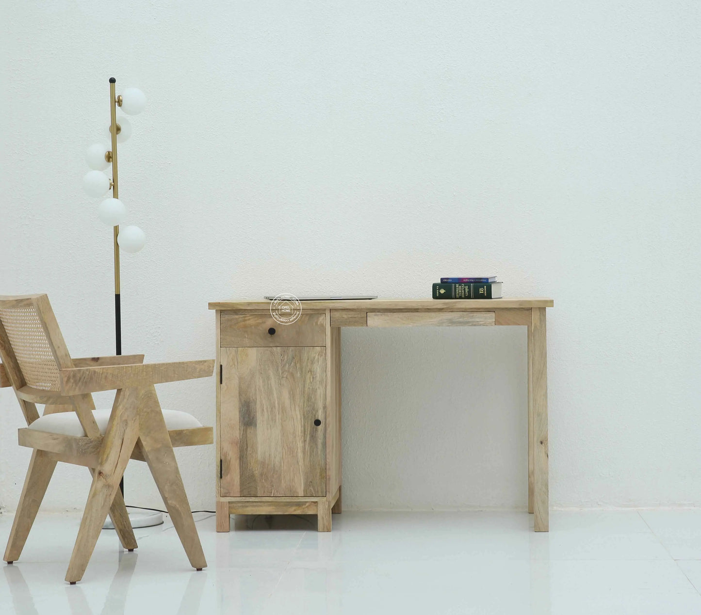 Ransome Door Wooden Desk – Solid Mango Wood, Natural Finish | Opelhome UAE