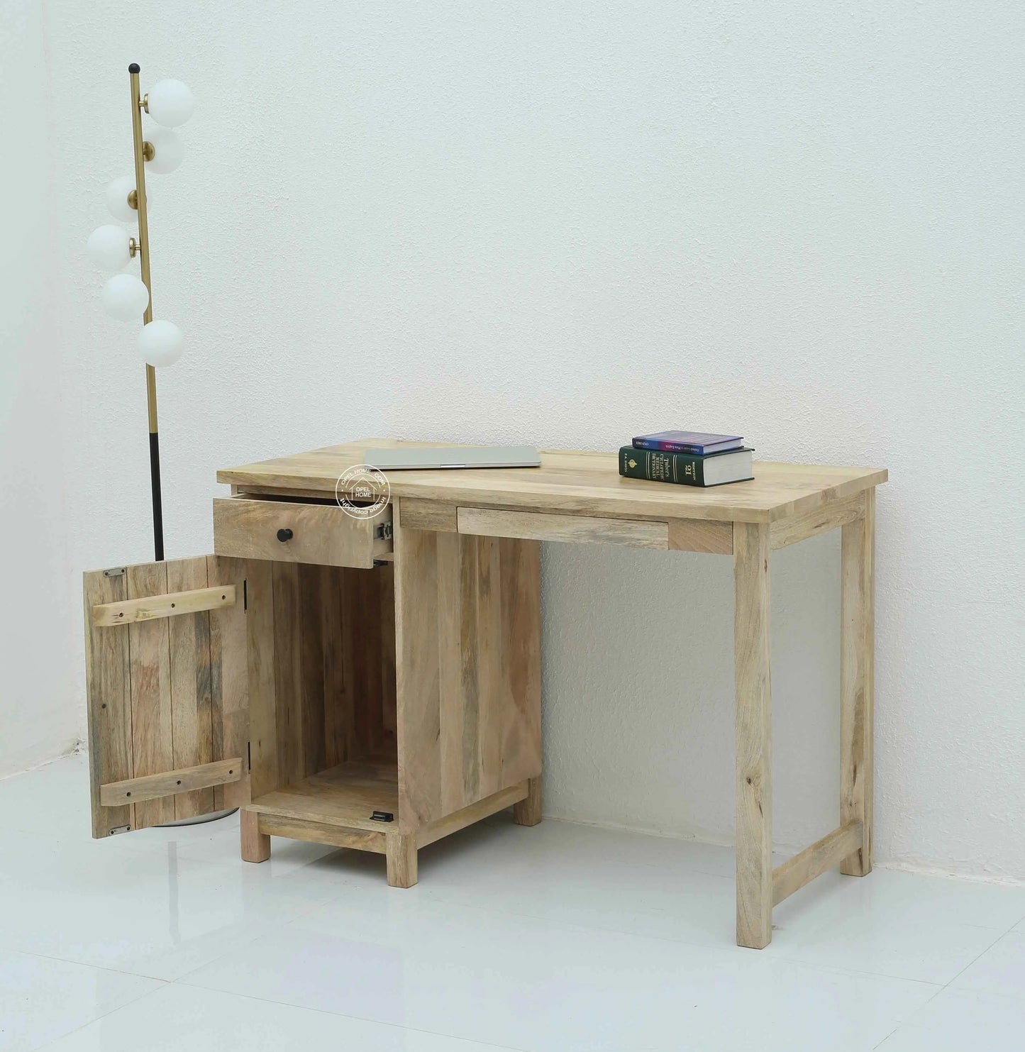 Ransome Door Wooden Desk – Solid Mango Wood, Natural Finish | Opelhome UAE