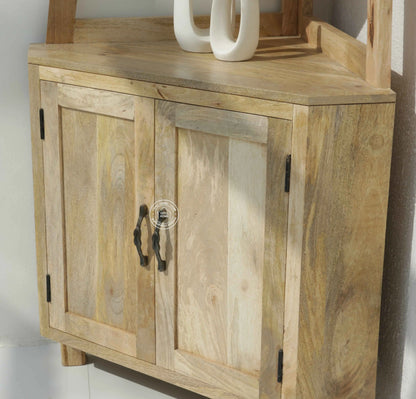 Rison Corner Wooden Display Shelf – Solid Mango Wood | Opelhome UAE