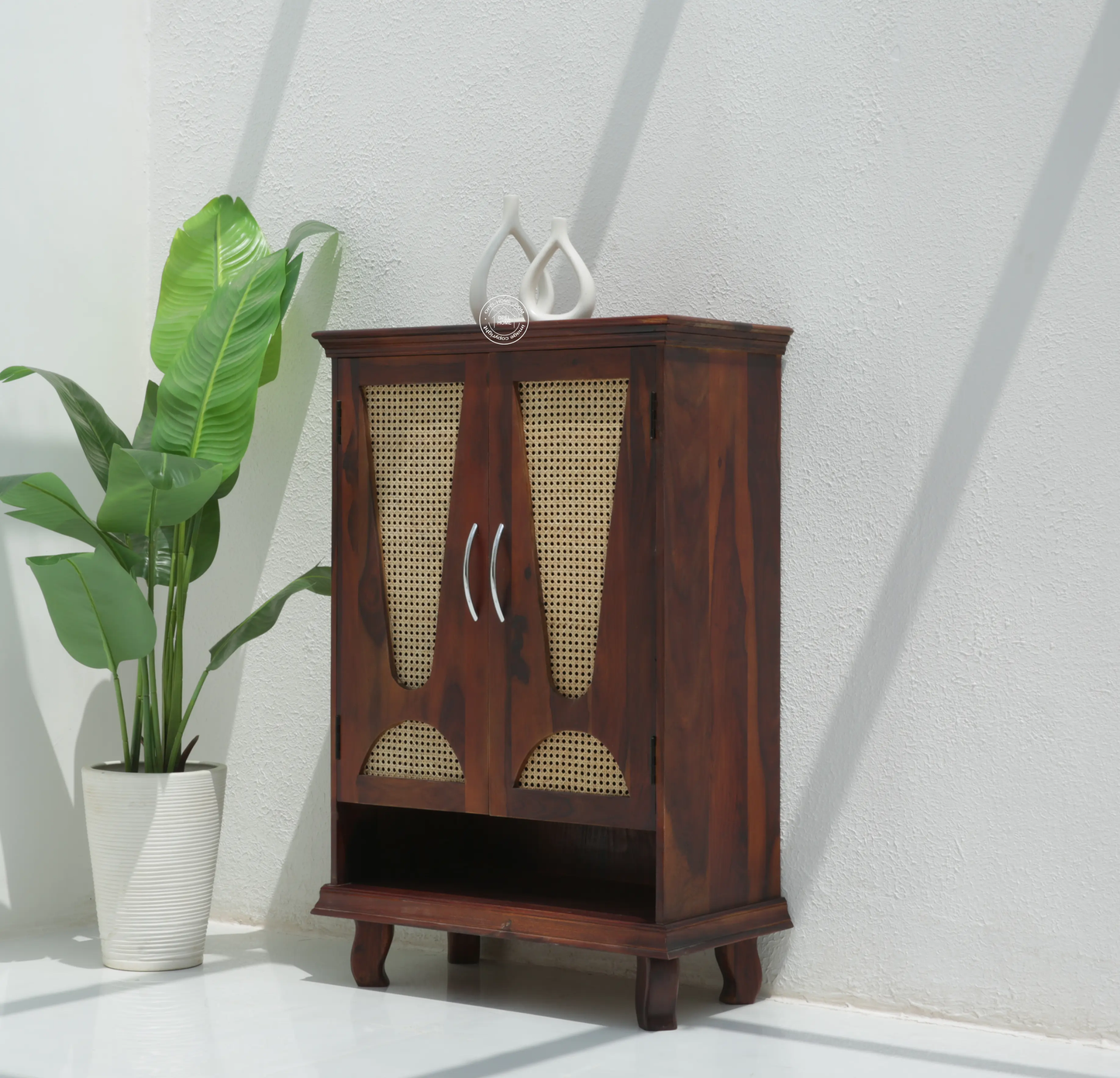 Roper Rattan shoe Rack (Honey finish) - Opelhome