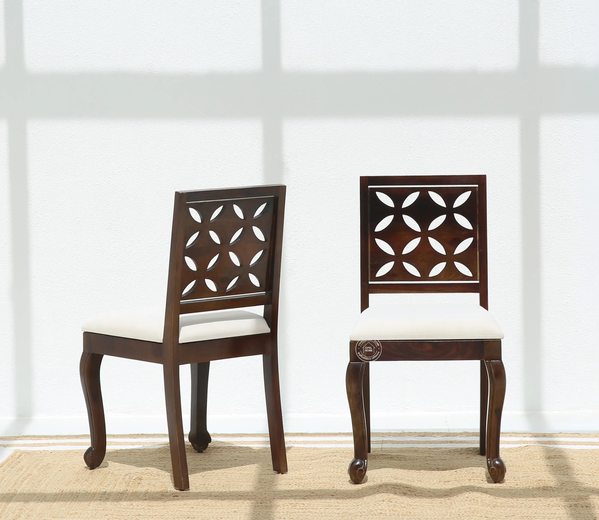 Rose Wooden Dining Chair – (Only one pcs , Walnut finish | Opelhome UAE - Opelhome