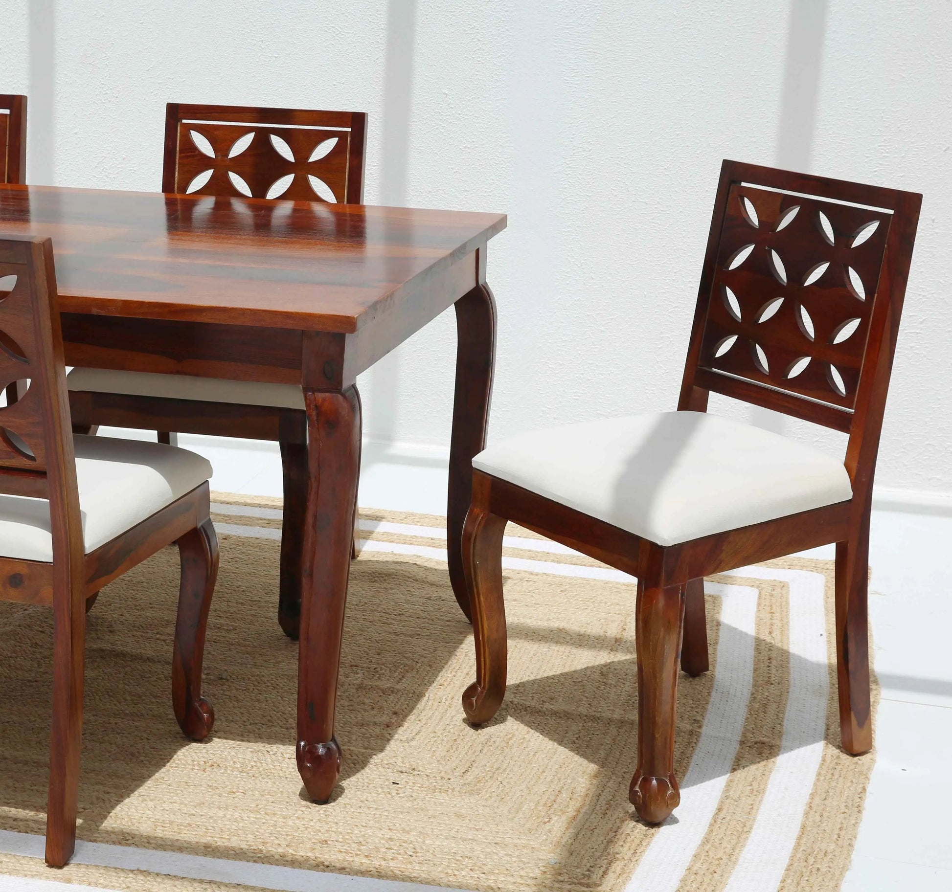 Rose Wooden Dining Chair – (Only one pcs , Honey finish | Opelhome UAE