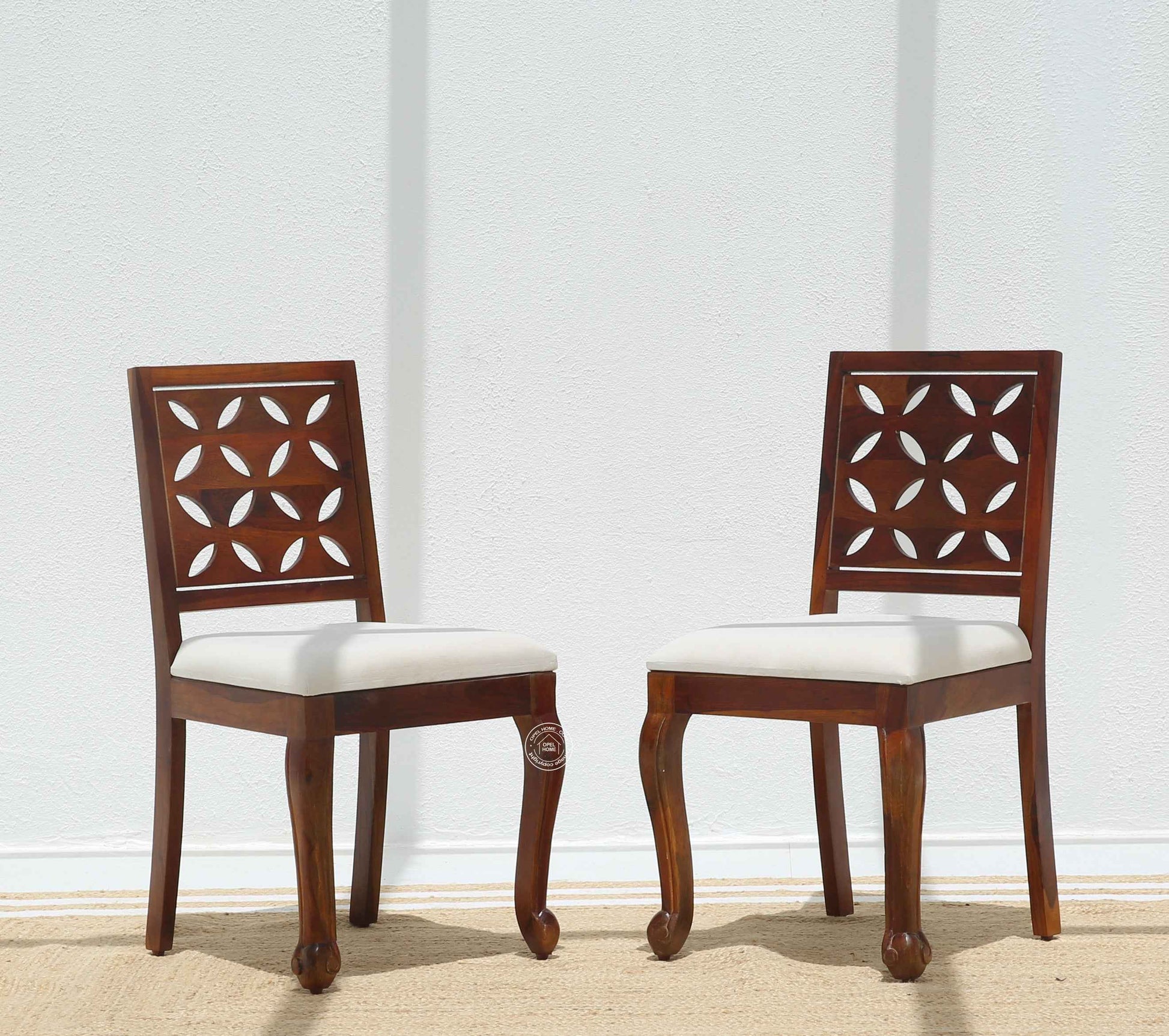 Rose Wooden Dining Chair – (Only one pcs , Honey finish | Opelhome UAE