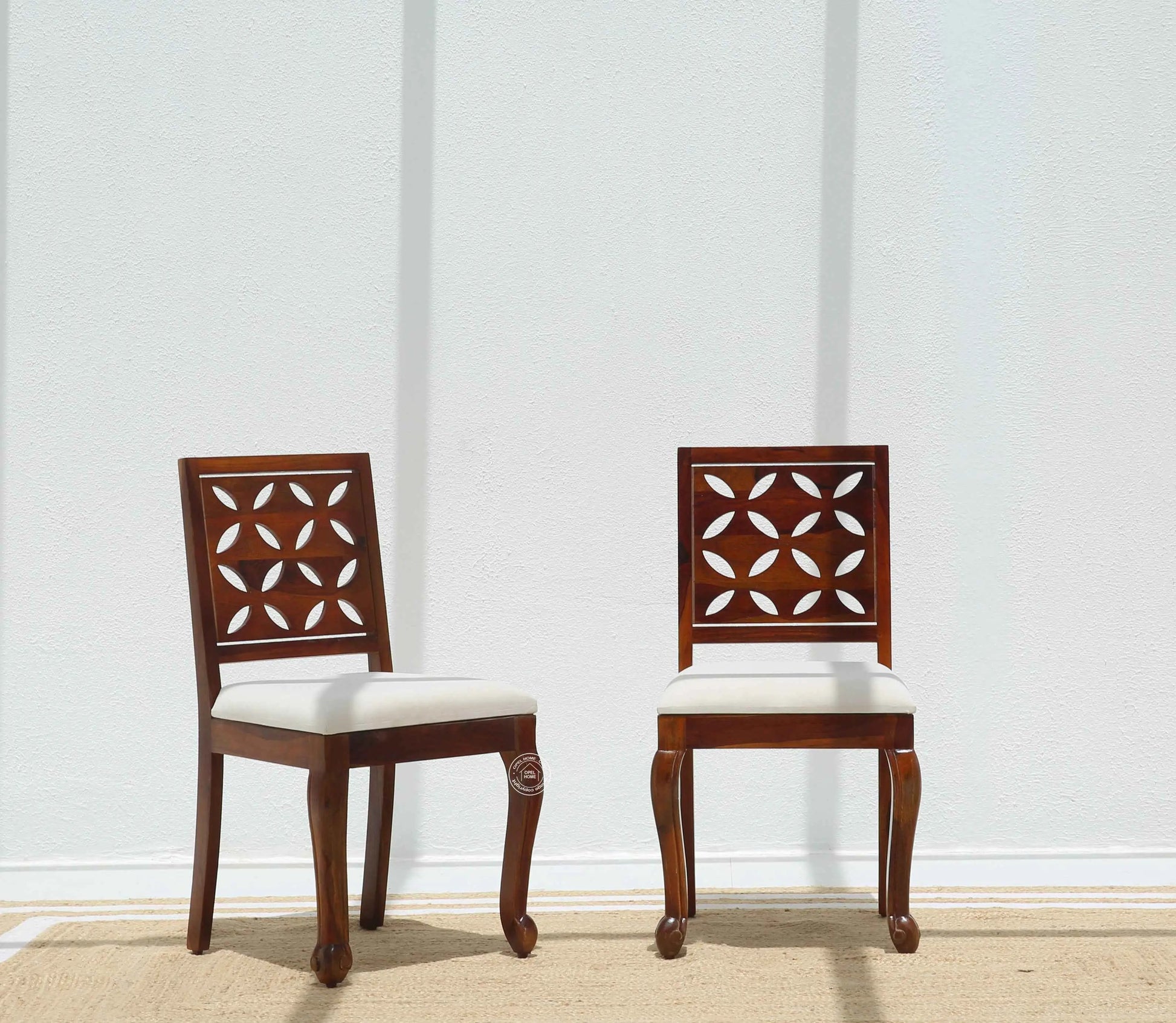 Rose Wooden Dining Chair – (Only one pcs , Honey finish | Opelhome UAE