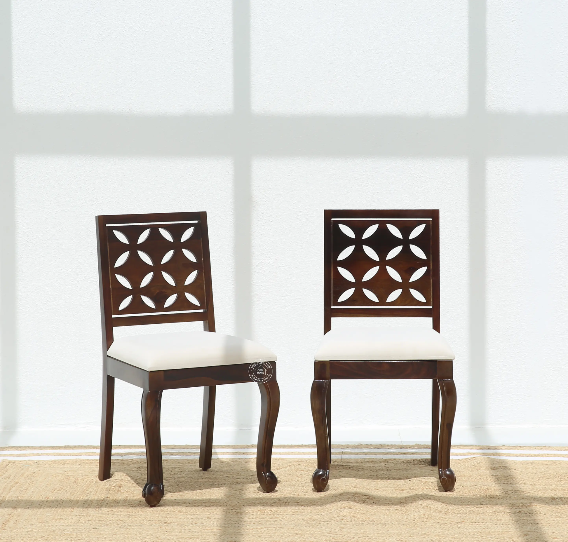 Rose Wooden Dining Chair – (Only one pcs , Walnut finish | Opelhome UAE - Opelhome