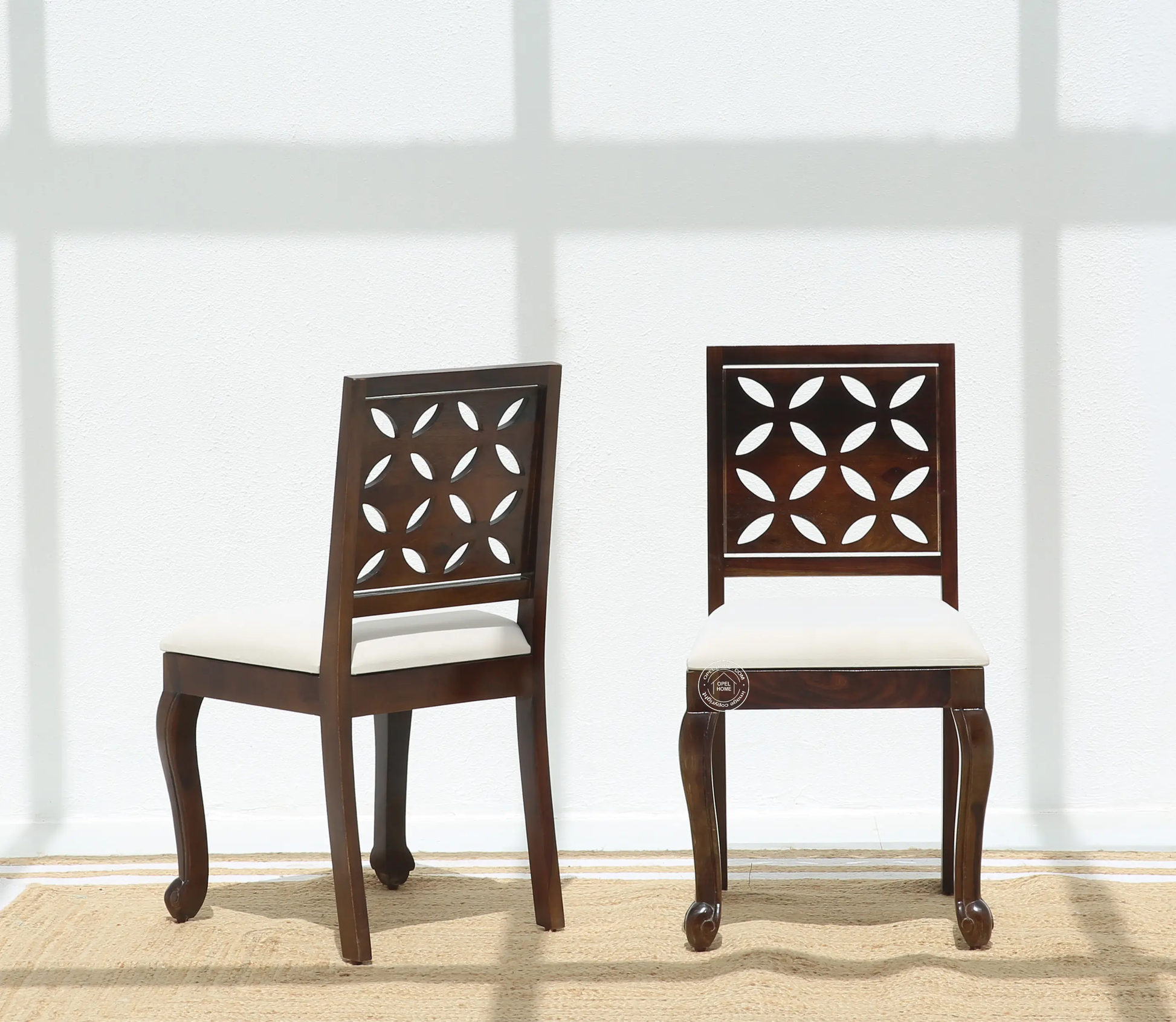 Rose Wooden Dining Chair – (Only one pcs , Walnut finish | Opelhome UAE - Opelhome