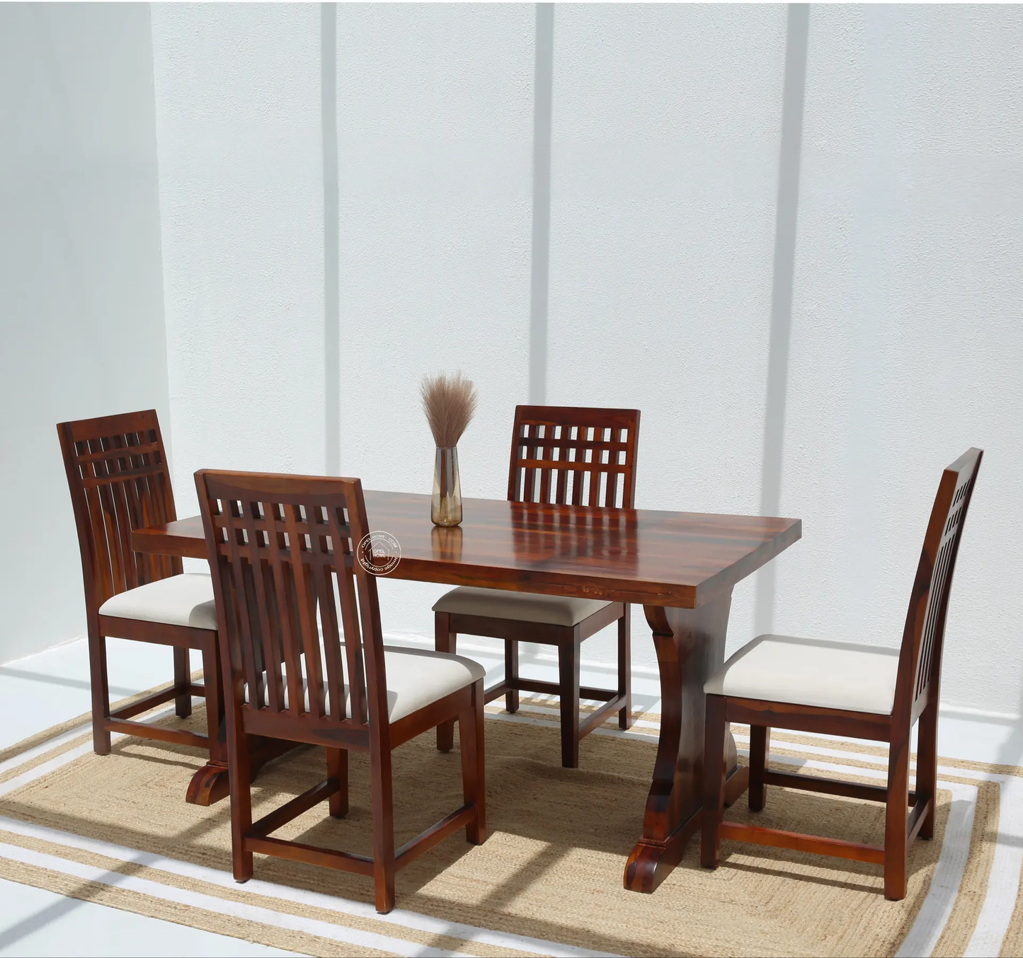 Rosetta Wooden 4 Seater Dining Table – (Only Table) , Honey finish | Opelhome UAE - Opelhome