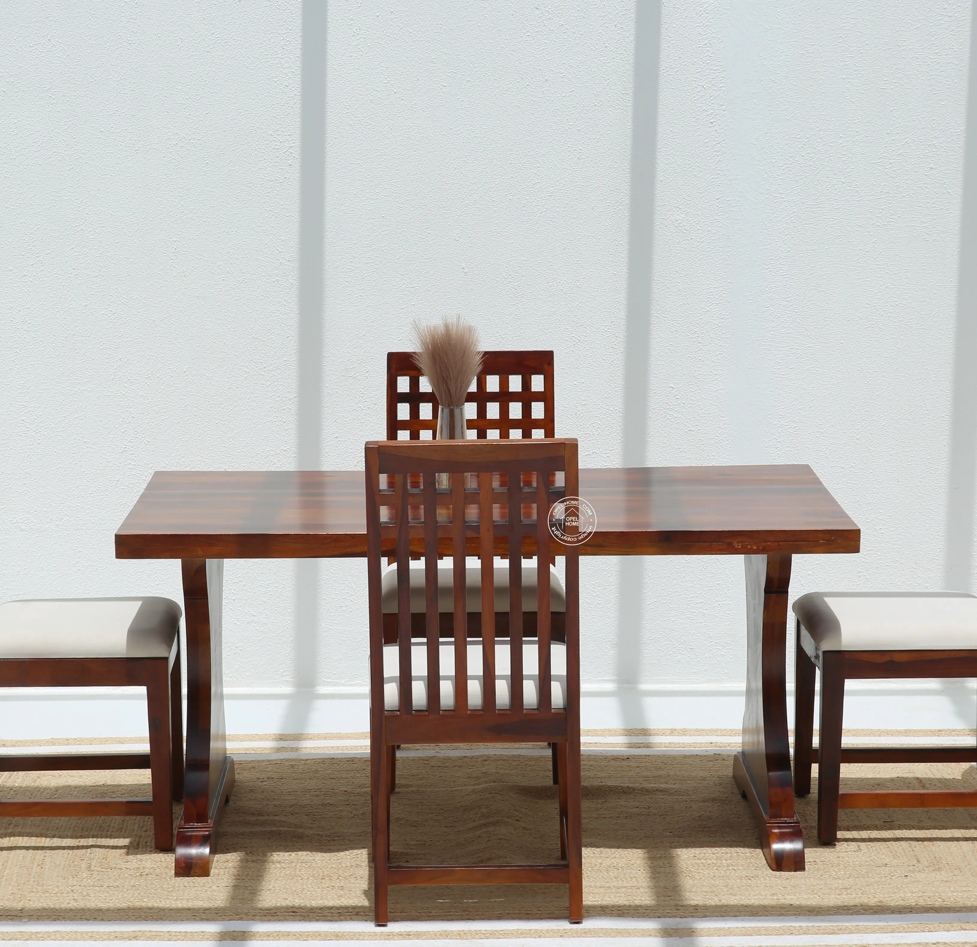 Rosetta Wooden 4 Seater Dining Table – (Only Table) , Honey finish | Opelhome UAE - Opelhome