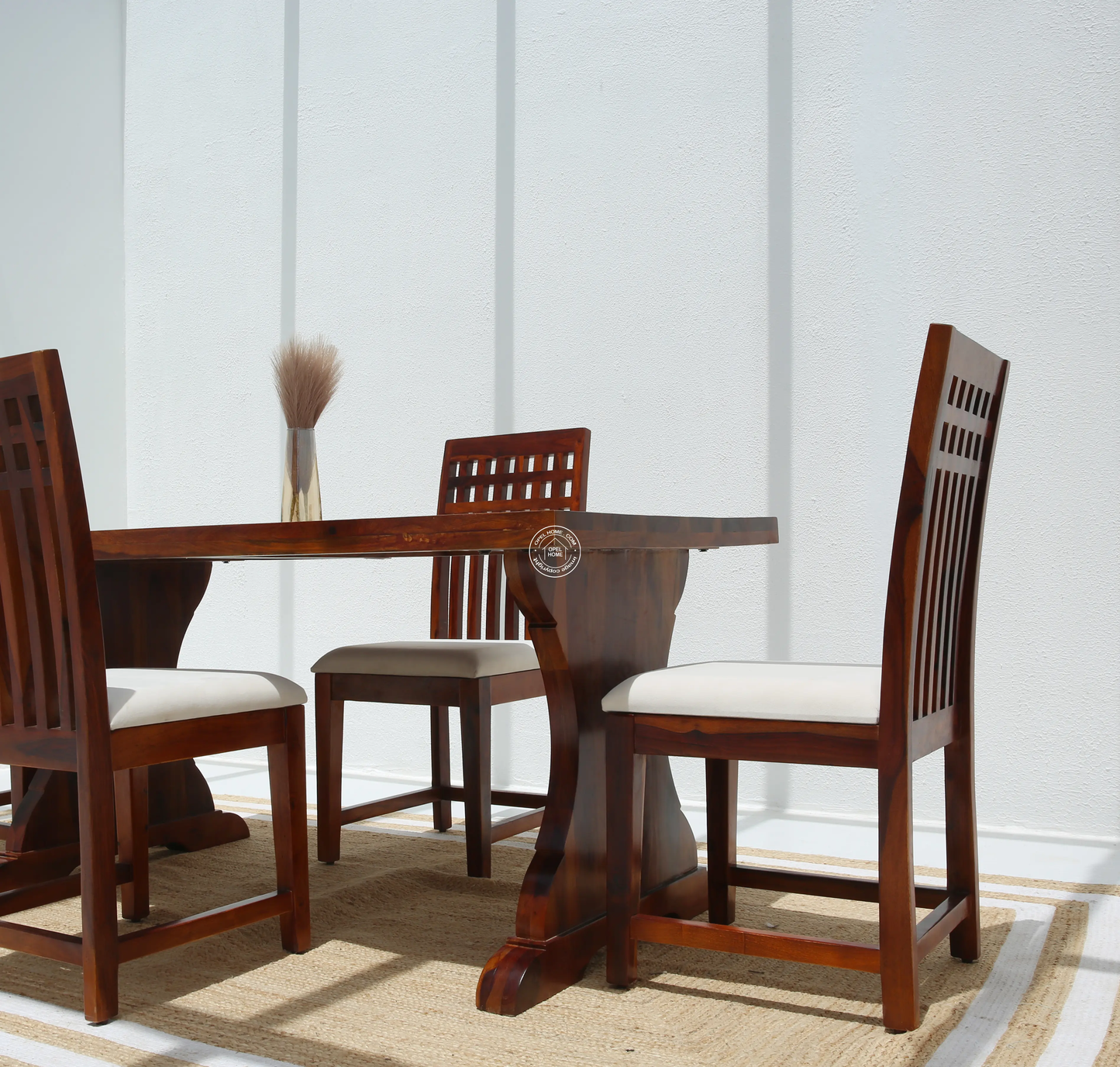 Rosetta Wooden 4 Seater Dining Table – (Only Table) , Honey finish | Opelhome UAE - Opelhome