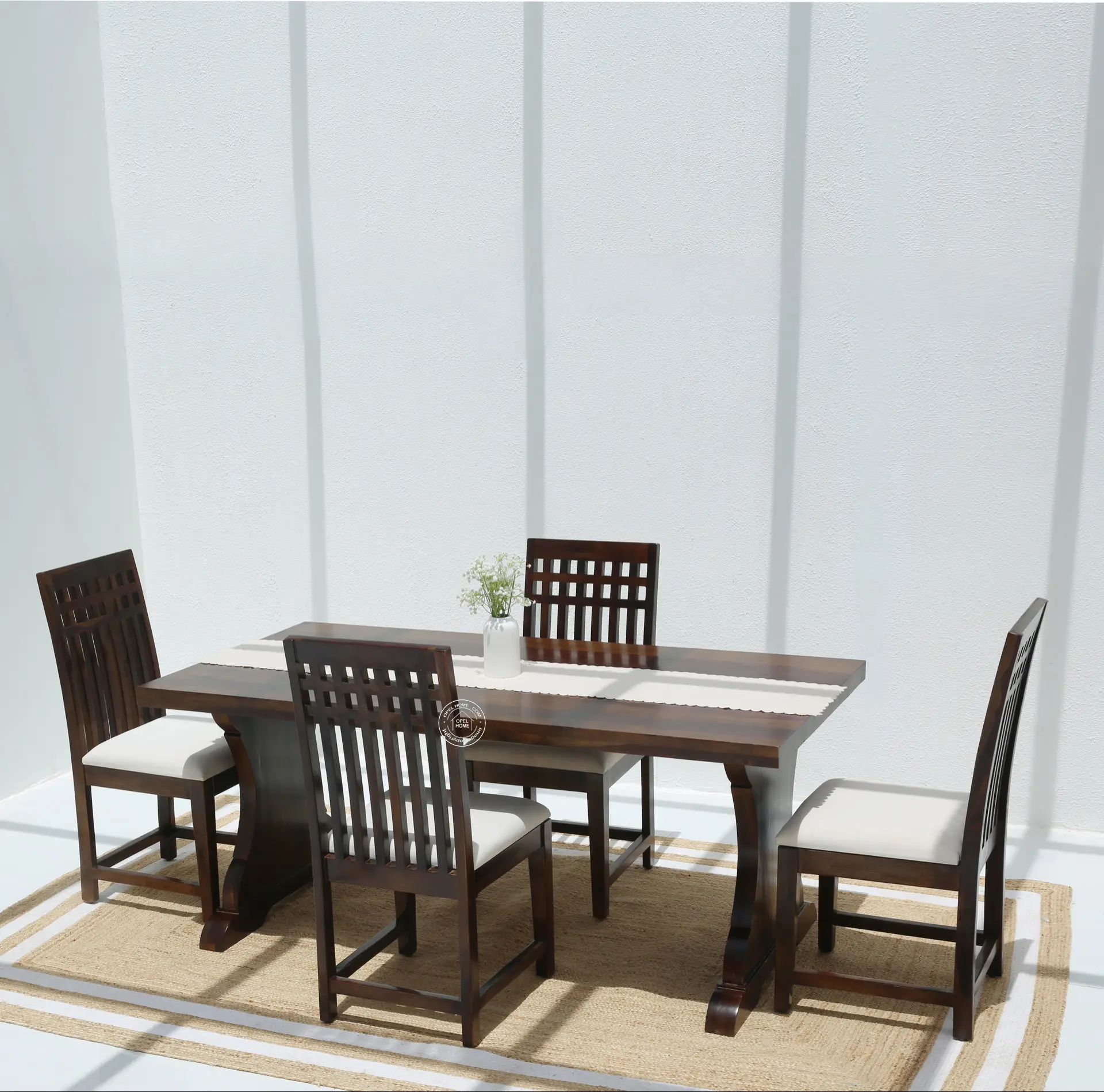 Rosetta Wooden 4 Seater Dining Table – (Only Table) , Walnut finish | Opelhome UAE - Opelhome