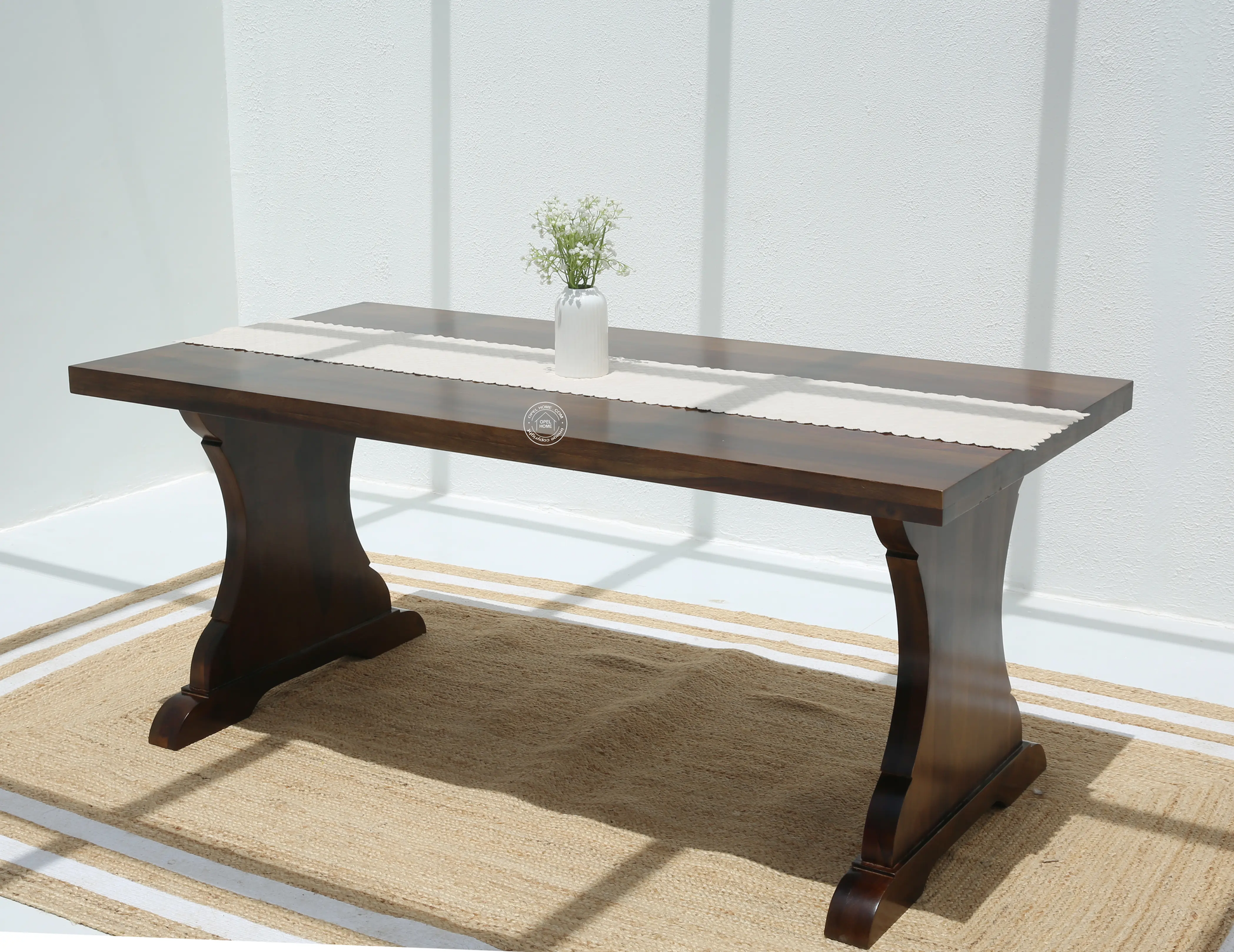 Rosetta Wooden 4 Seater Dining Table – (Only Table) , Walnut finish | Opelhome UAE - Opelhome