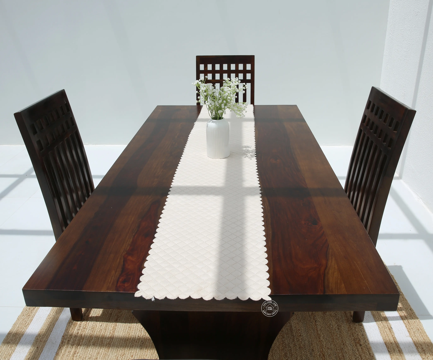 Rosetta Wooden 4 Seater Dining Table – (Only Table) , Walnut finish | Opelhome UAE - Opelhome