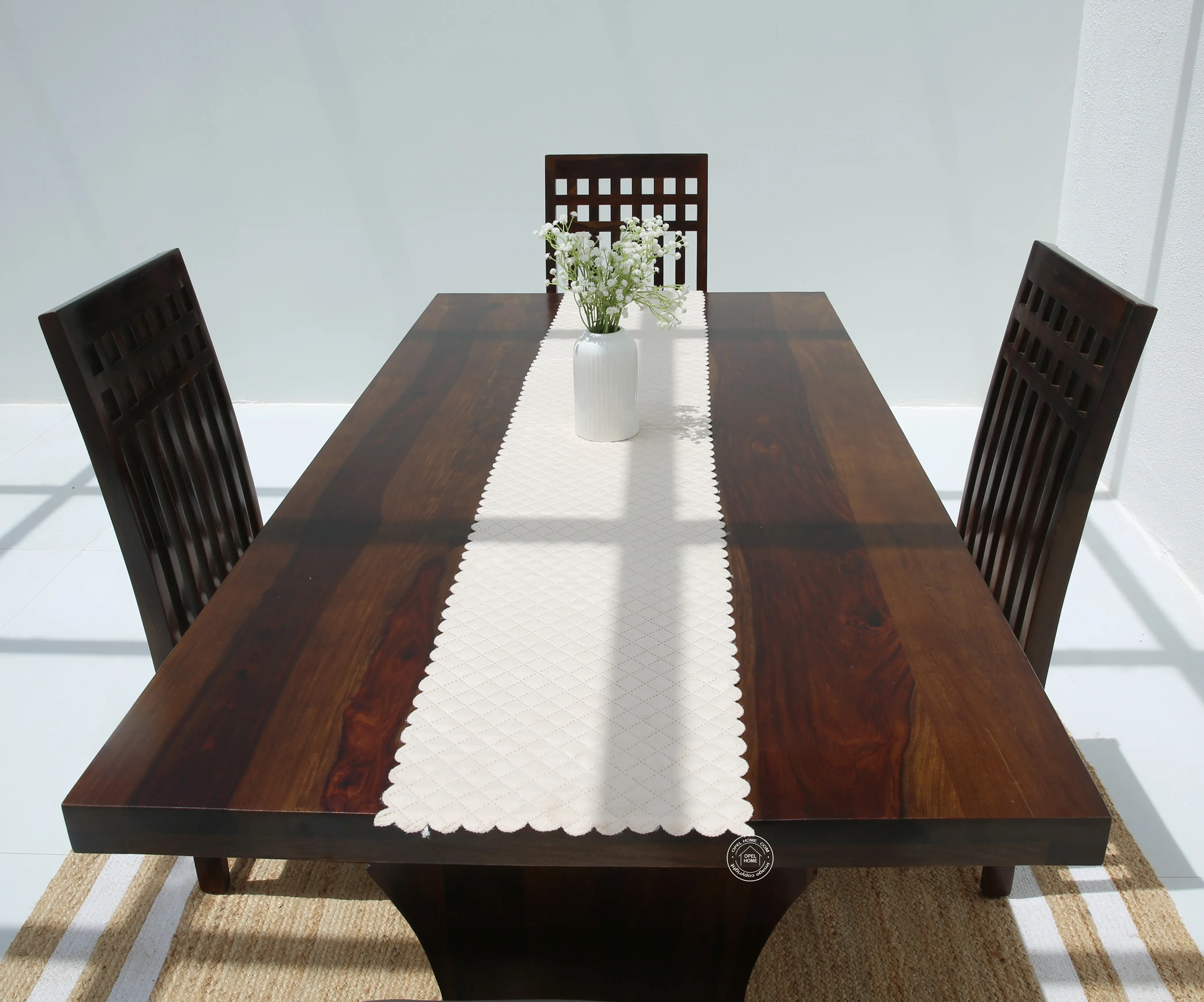 Rosetta Wooden 4 Seater Dining Table – (Only Table) , Walnut finish | Opelhome UAE - Opelhome