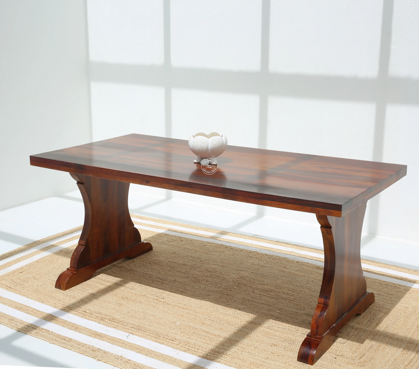 Rosetta Wooden 6 Seater Dining Table – (Only Table) , honey finish | Opelhome UAE - Opelhome