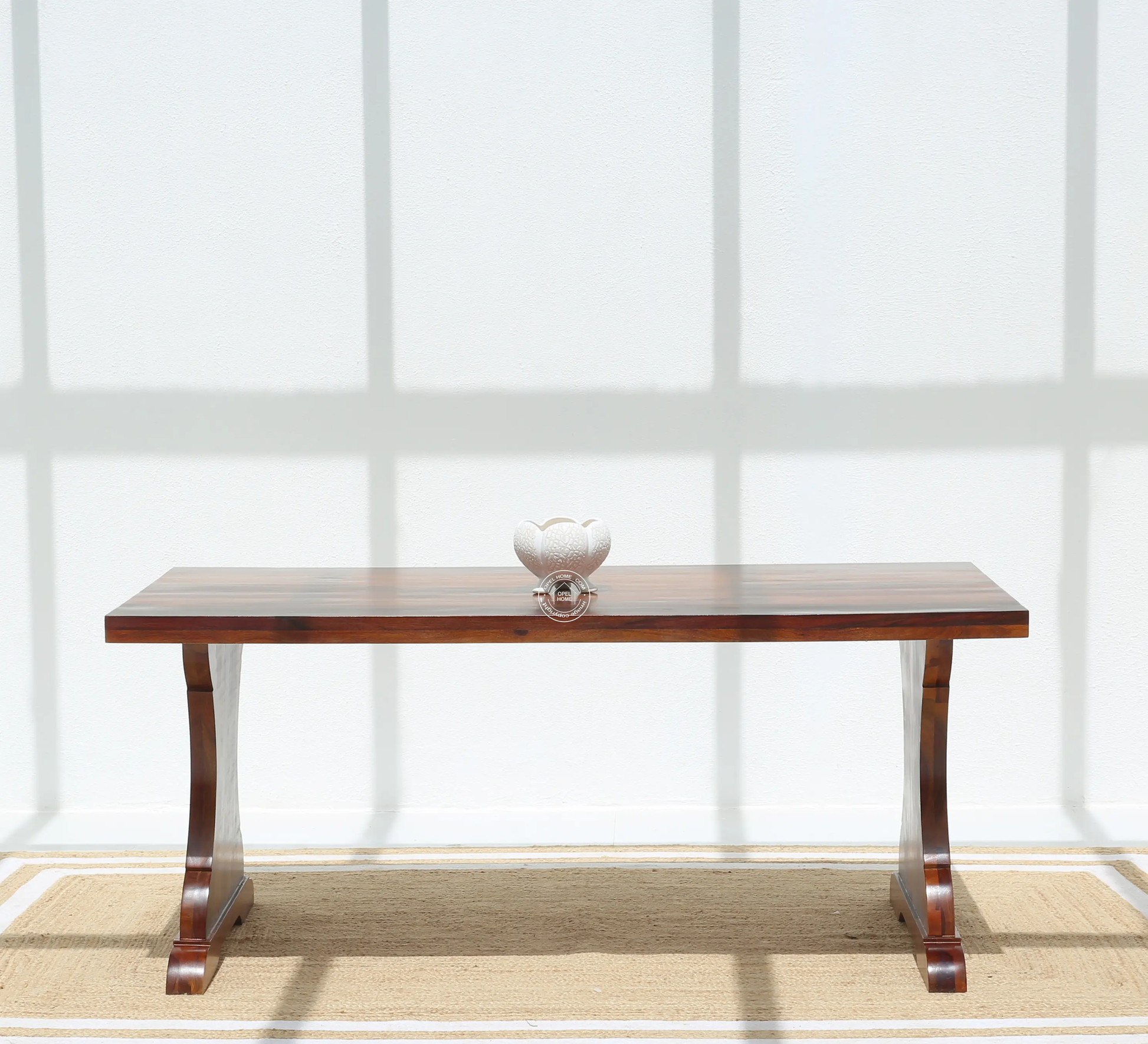 Rosetta Wooden 6 Seater Dining Table – (Only Table) , honey finish | Opelhome UAE - Opelhome