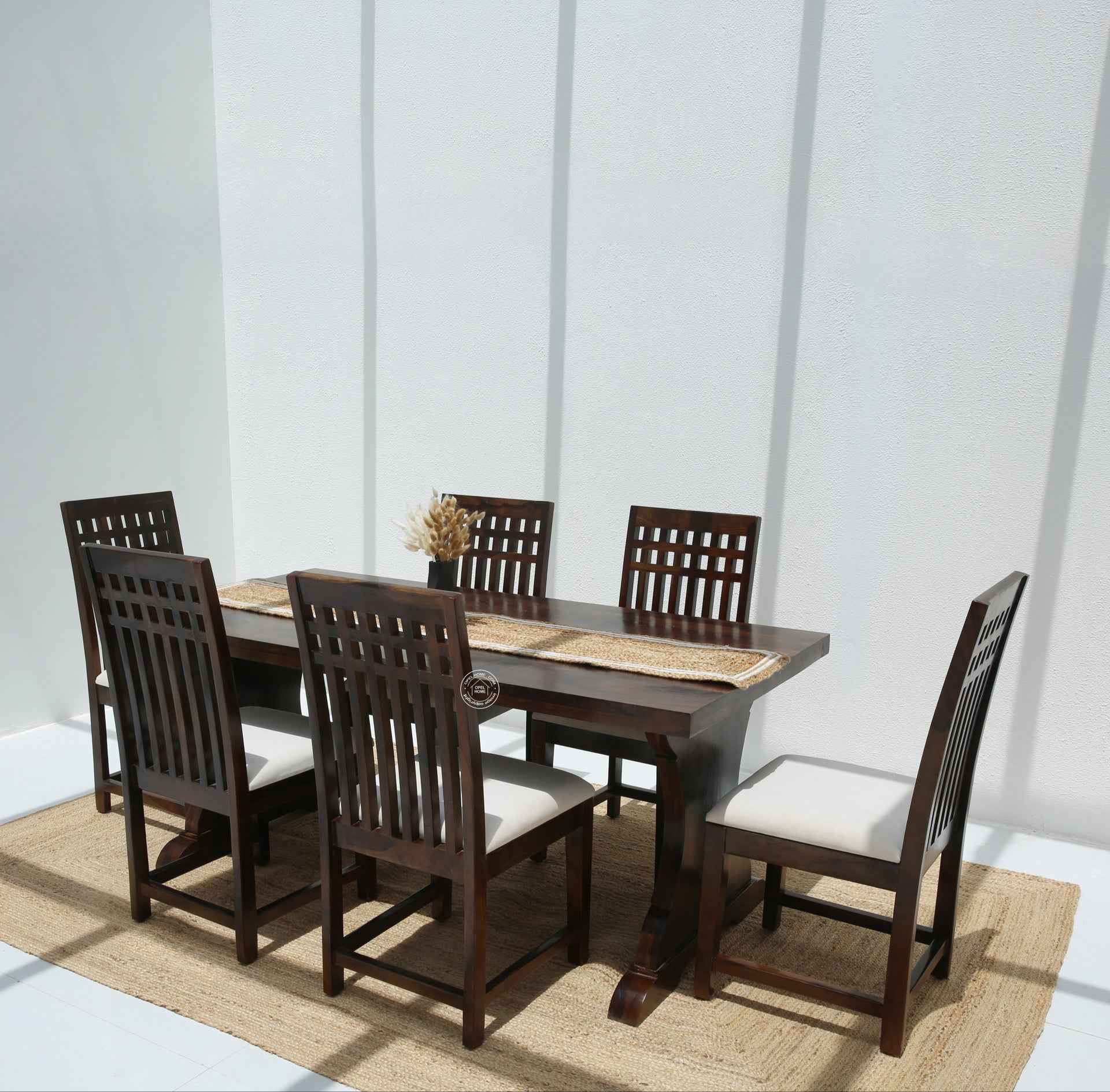 Rosetta Wooden 6 Seater Dining Table – (Only Table) , Walnut finish | Opelhome UAE