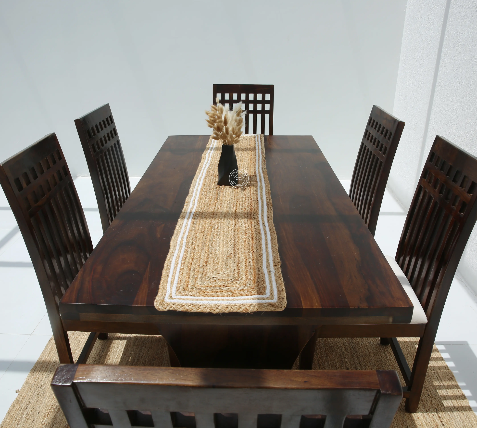 Rosetta Wooden 6 Seater Dining Table – (Only Table) , Walnut finish | Opelhome UAE - Opelhome