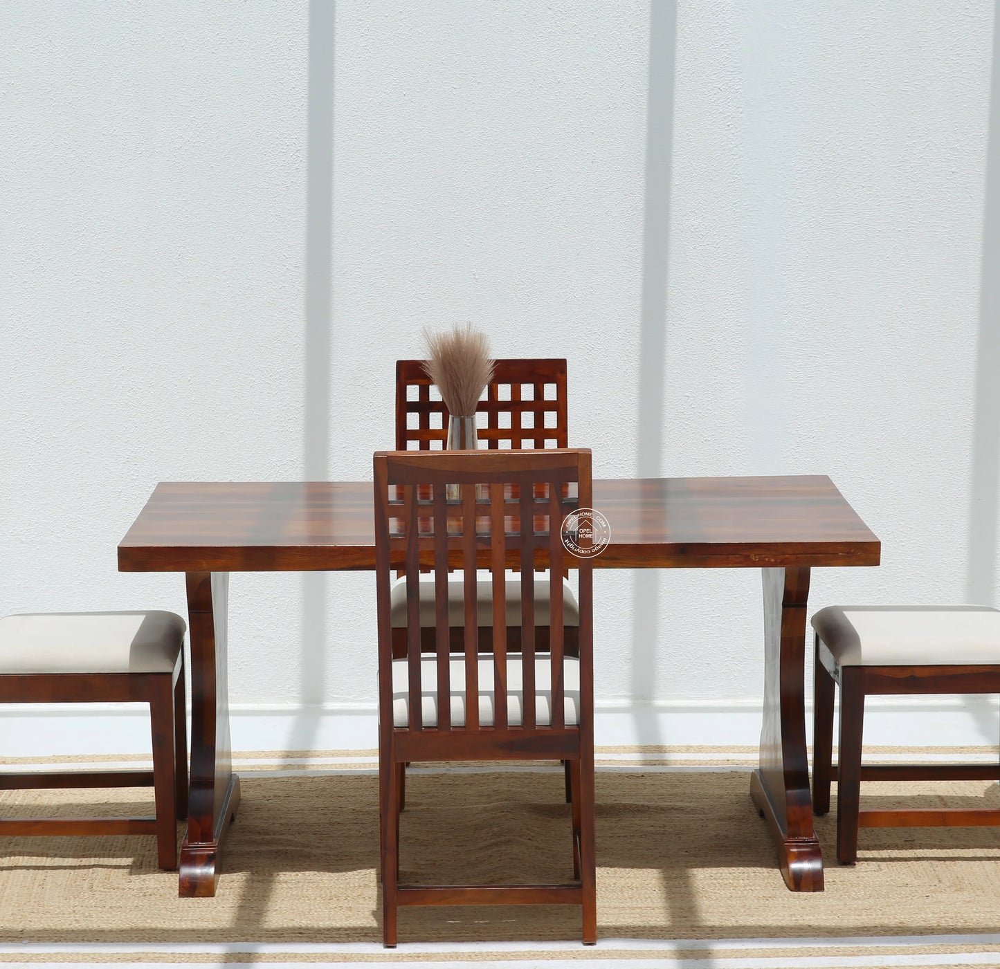 Rosetta Wooden 4 Seater Dining Table – (Only Table) , Honey finish | Opelhome UAE - Opelhome