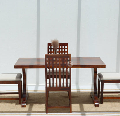 Rosetta Wooden 4 Seater Dining Table – (Only Table) , Honey finish | Opelhome UAE - Opelhome