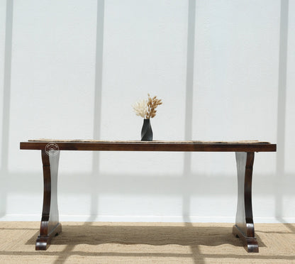 Rosetta Wooden 6 Seater Dining Table – (Only Table) , Walnut finish | Opelhome UAE - Opelhome