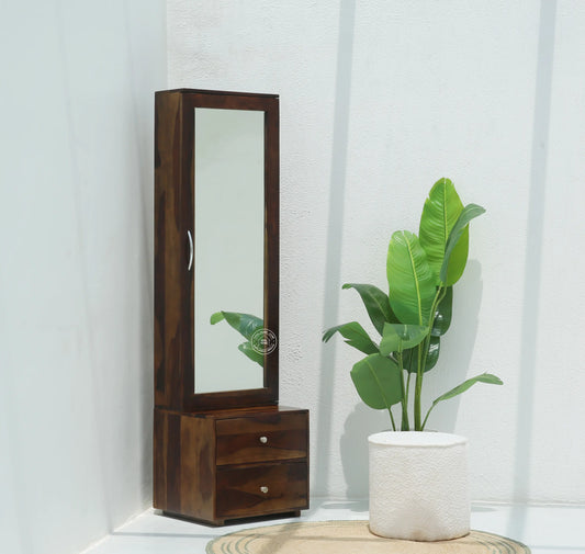 Rune Dressing Unit Table – Solid Rosewood, Walnut Finish, Tall Mirror | Opelhome UAE - Opelhome