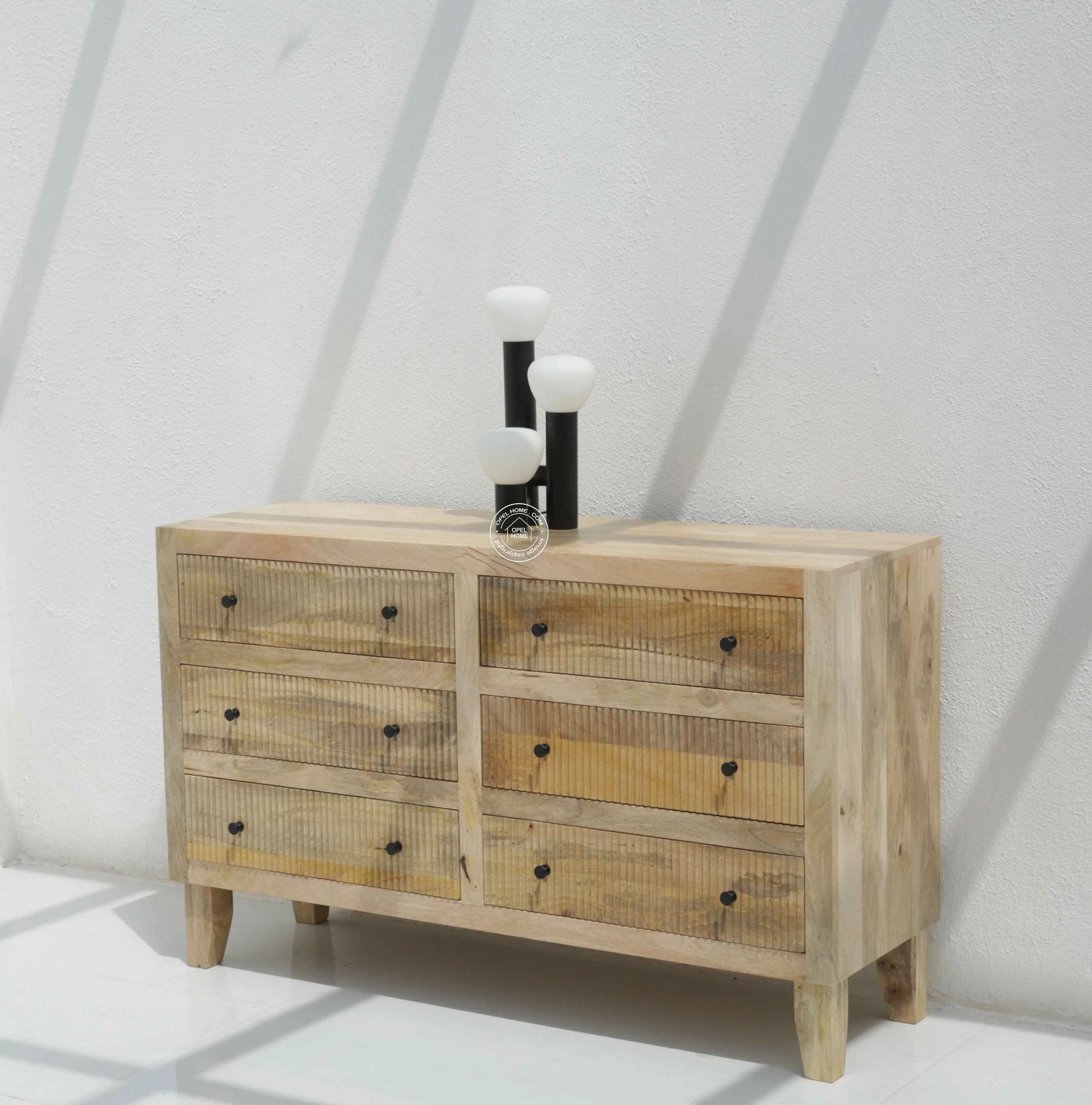 Sandbox 6 Drawer Wooden Chest of Drawers – Solid Mango Wood, Natural Finish | Opelhome UAE