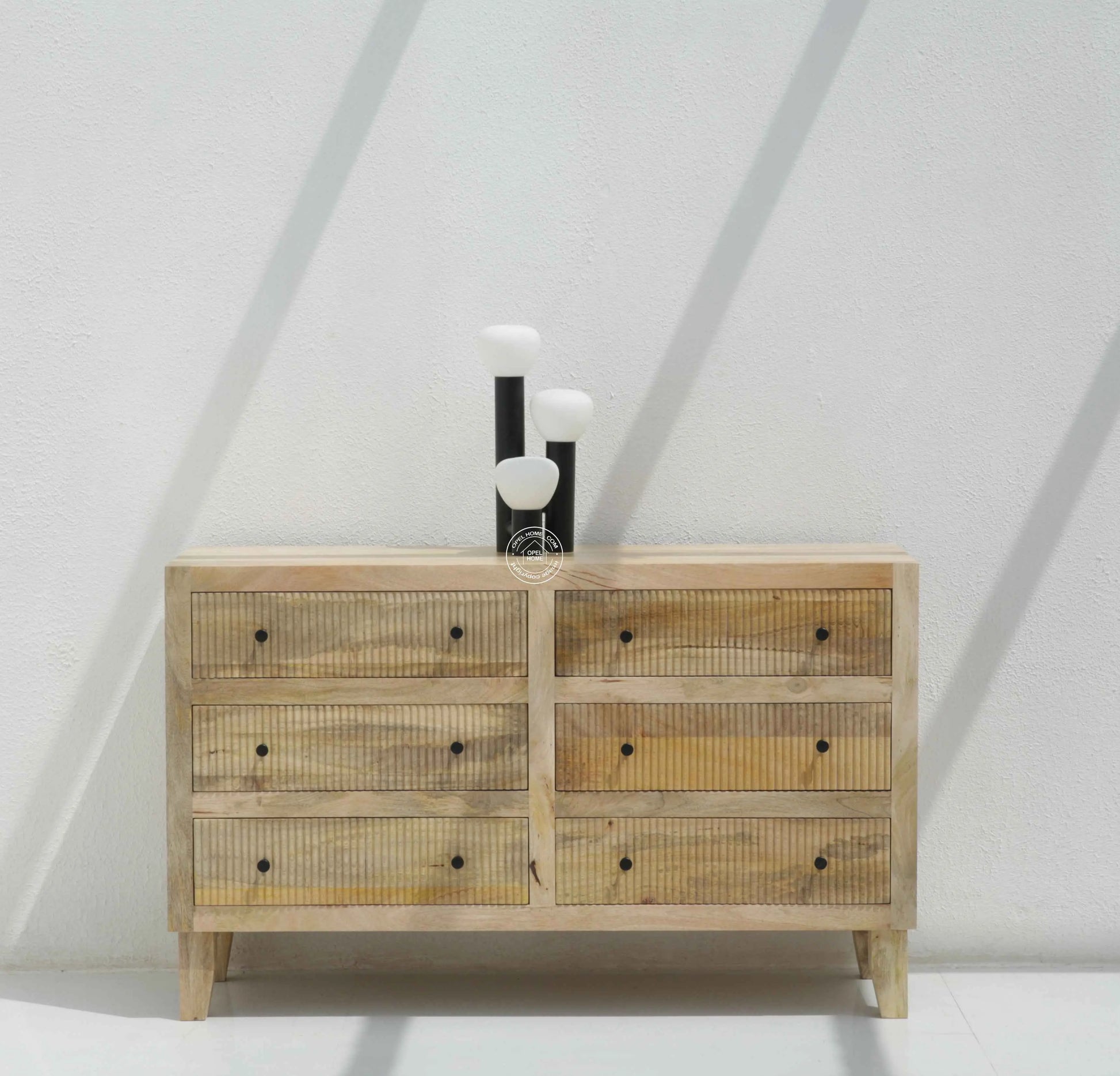 Sandbox 6 Drawer Wooden Chest of Drawers – Solid Mango Wood, Natural Finish | Opelhome UAE