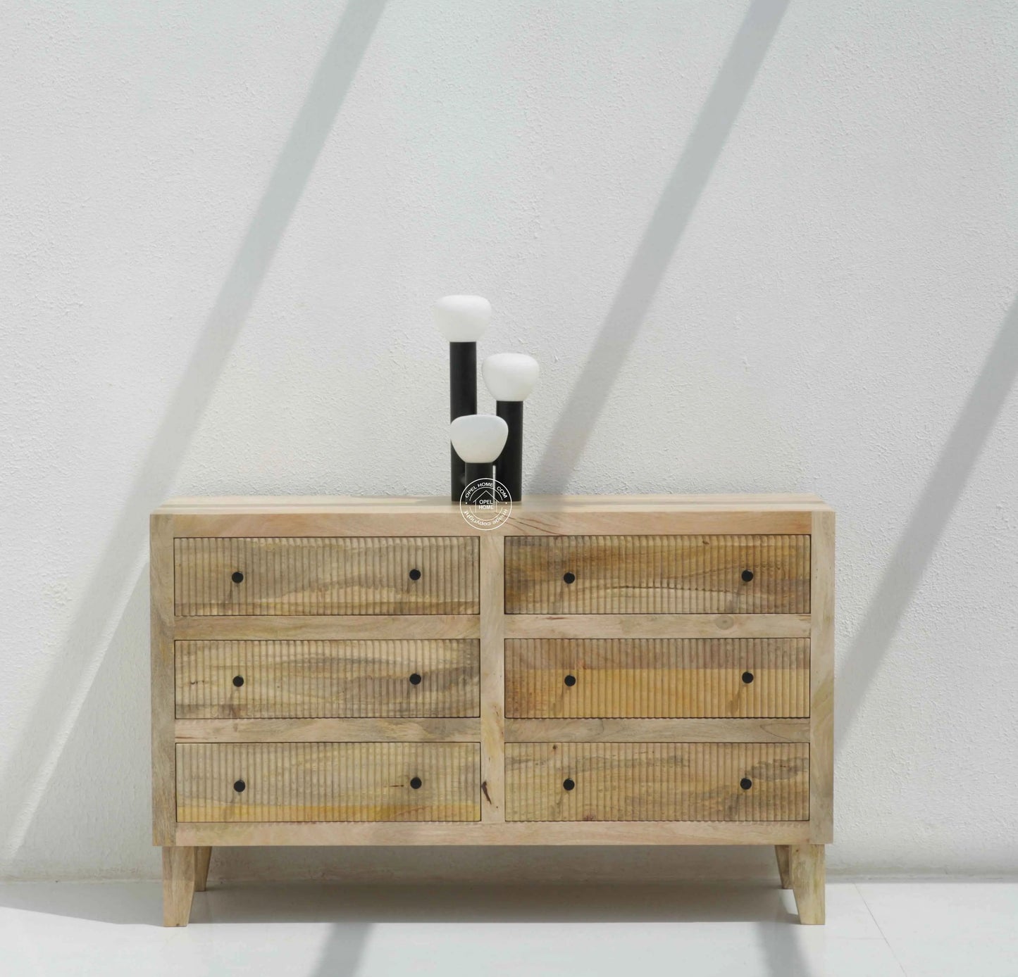 Sandbox 6 Drawer Wooden Chest of Drawers – Solid Mango Wood, Natural Finish | Opelhome UAE