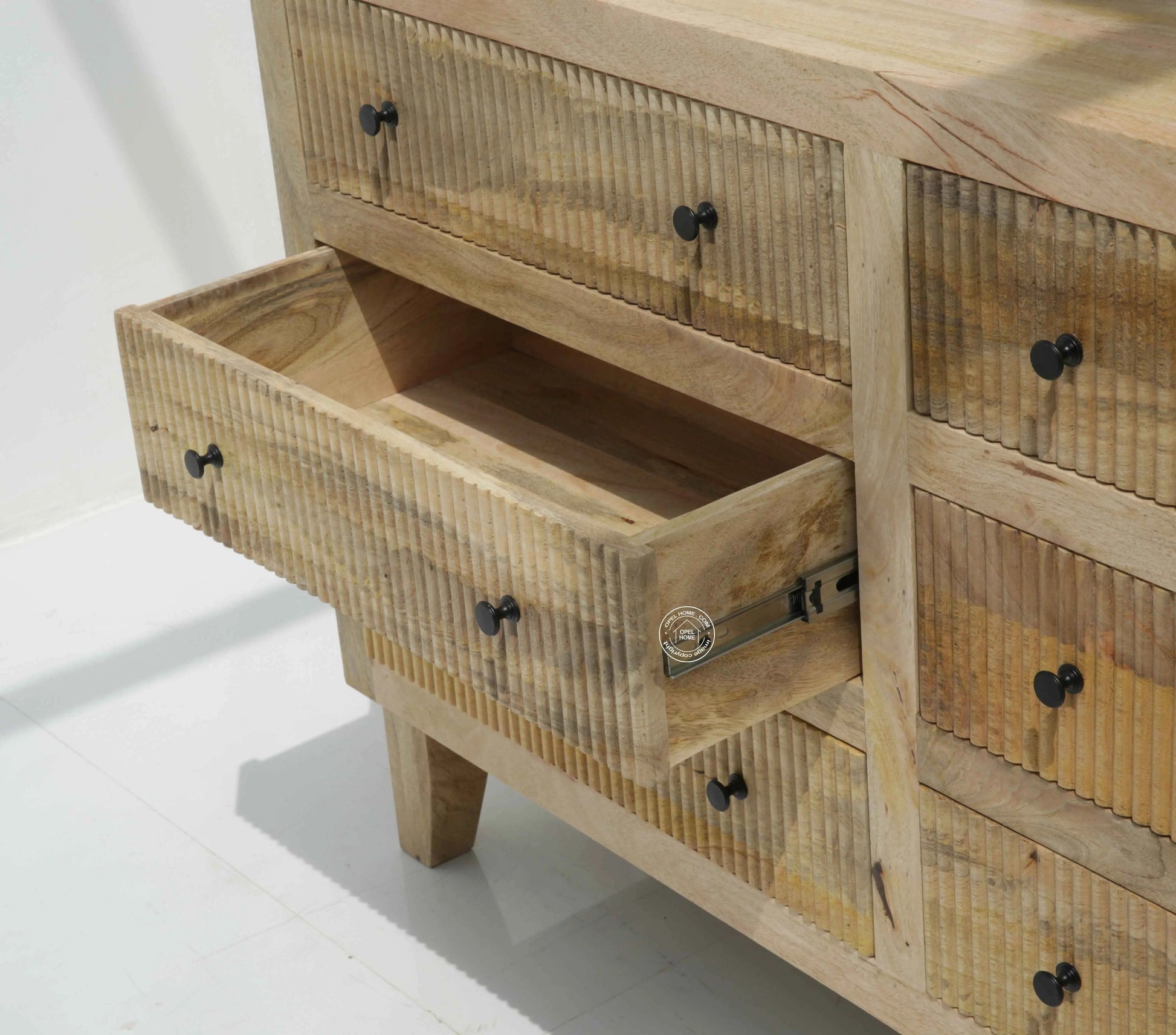 Sandbox 6 Drawer Wooden Chest of Drawers – Solid Mango Wood, Natural Finish | Opelhome UAE