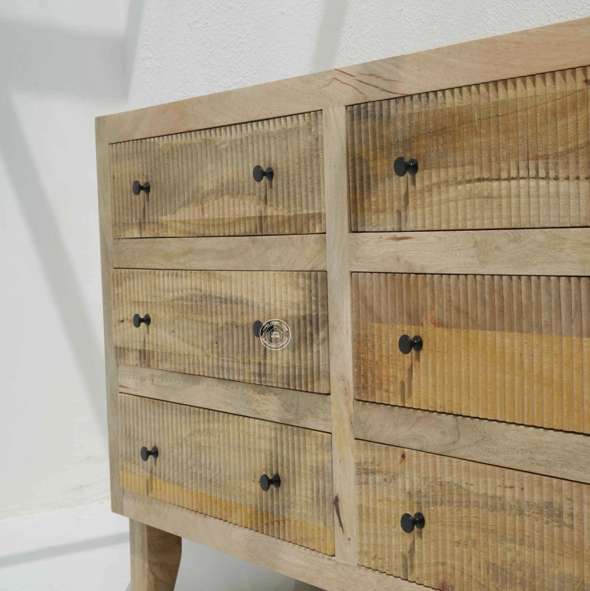 Sandbox 6 Drawer Wooden Chest of Drawers – Solid Mango Wood, Natural Finish | Opelhome UAE