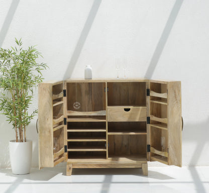 Seattle Wooden Bar Cabinet – Solid Mango Wood, Natural finish | Opelhome UAE Opel Home
