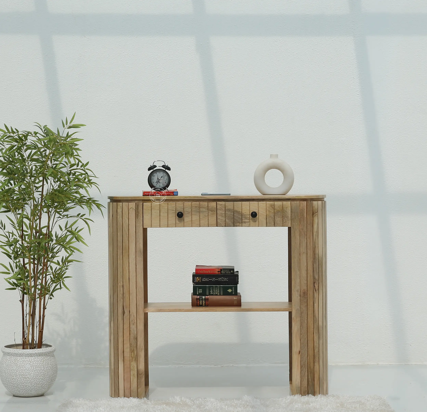 Sienna Wooden Console Table – 2 Drawers, Solid Mango Wood, Natural Finish | Opelhome UAEe - Opelhome