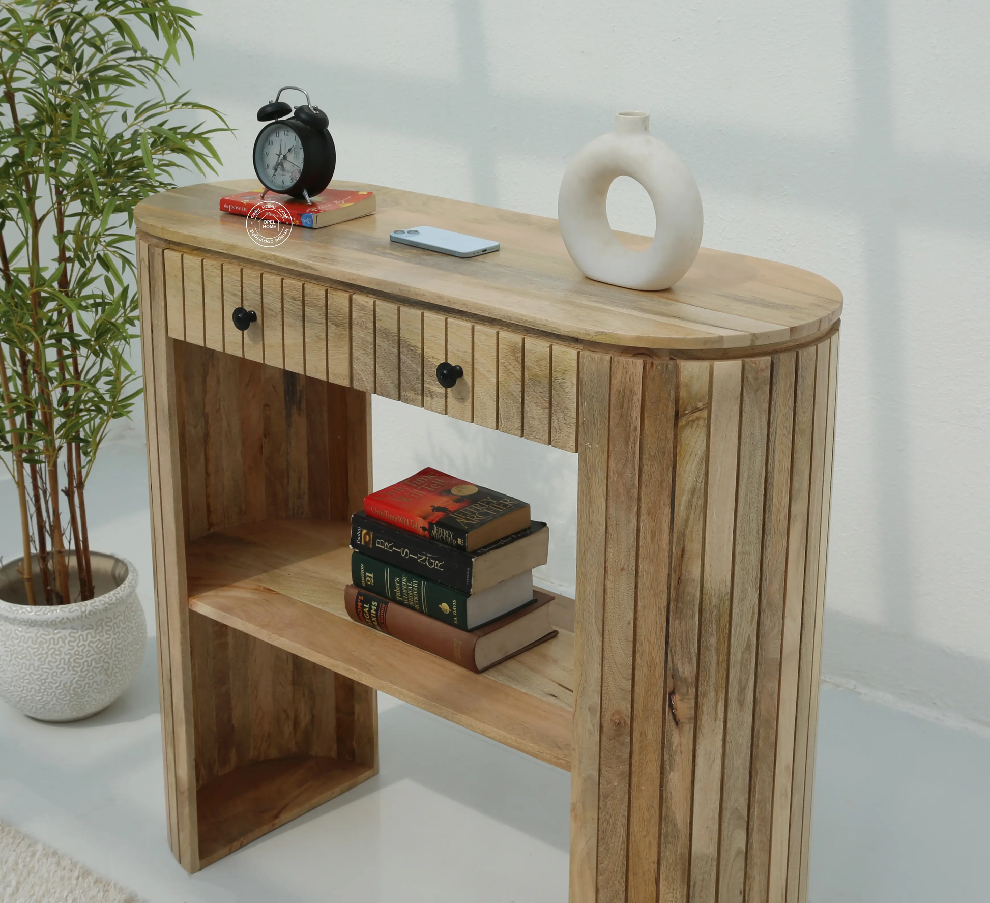 Sienna Wooden Console Table – 2 Drawers, Solid Mango Wood, Natural Finish | Opelhome UAEe - Opelhome