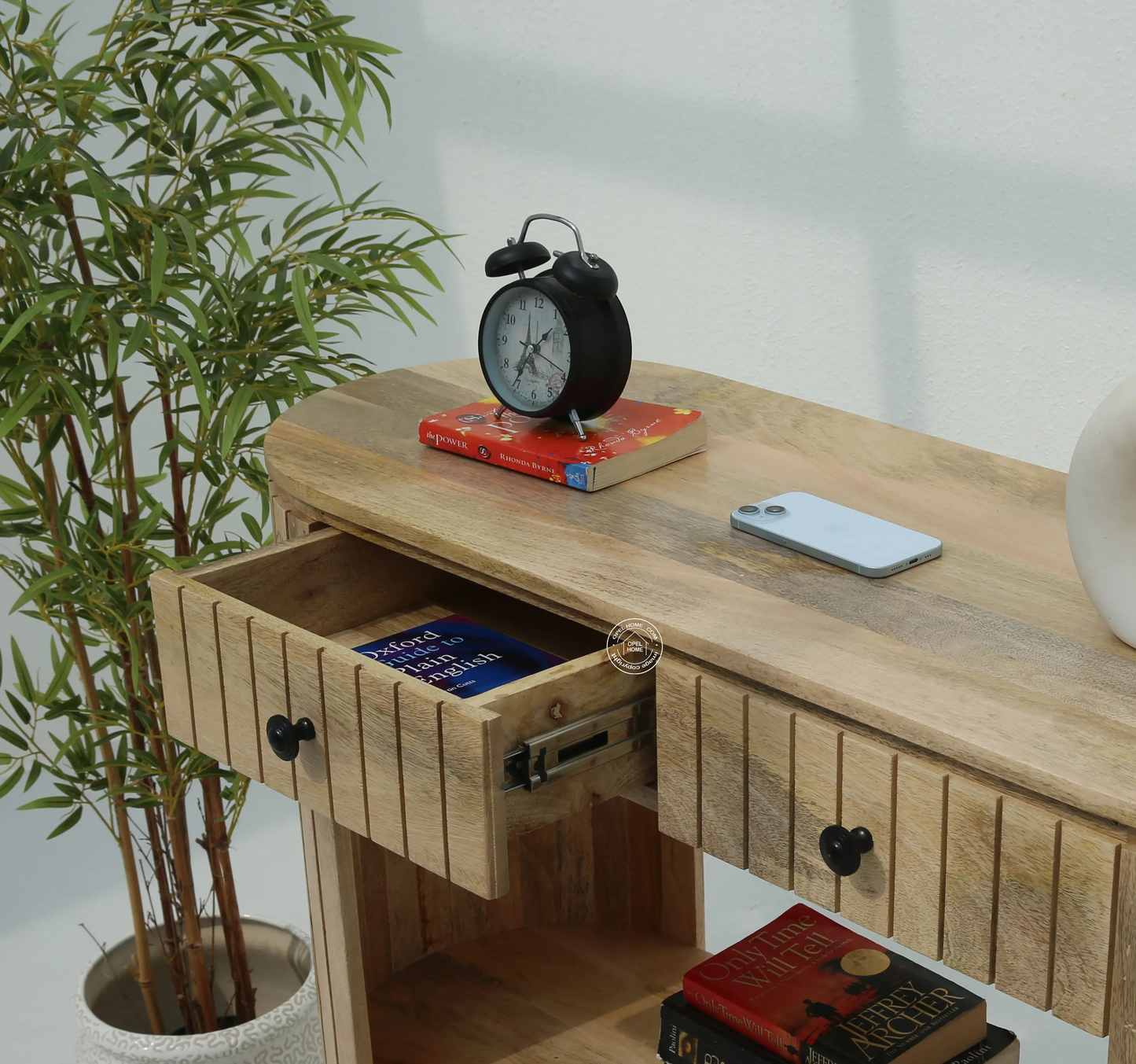 Sienna Wooden Console Table – 2 Drawers, Solid Mango Wood, Natural Finish | Opelhome UAEe - Opelhome