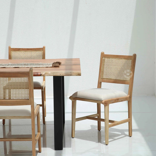 Sobia Rattan Acacia Wood Dining Chair -(Only one pcs) , | Opelhome UAE