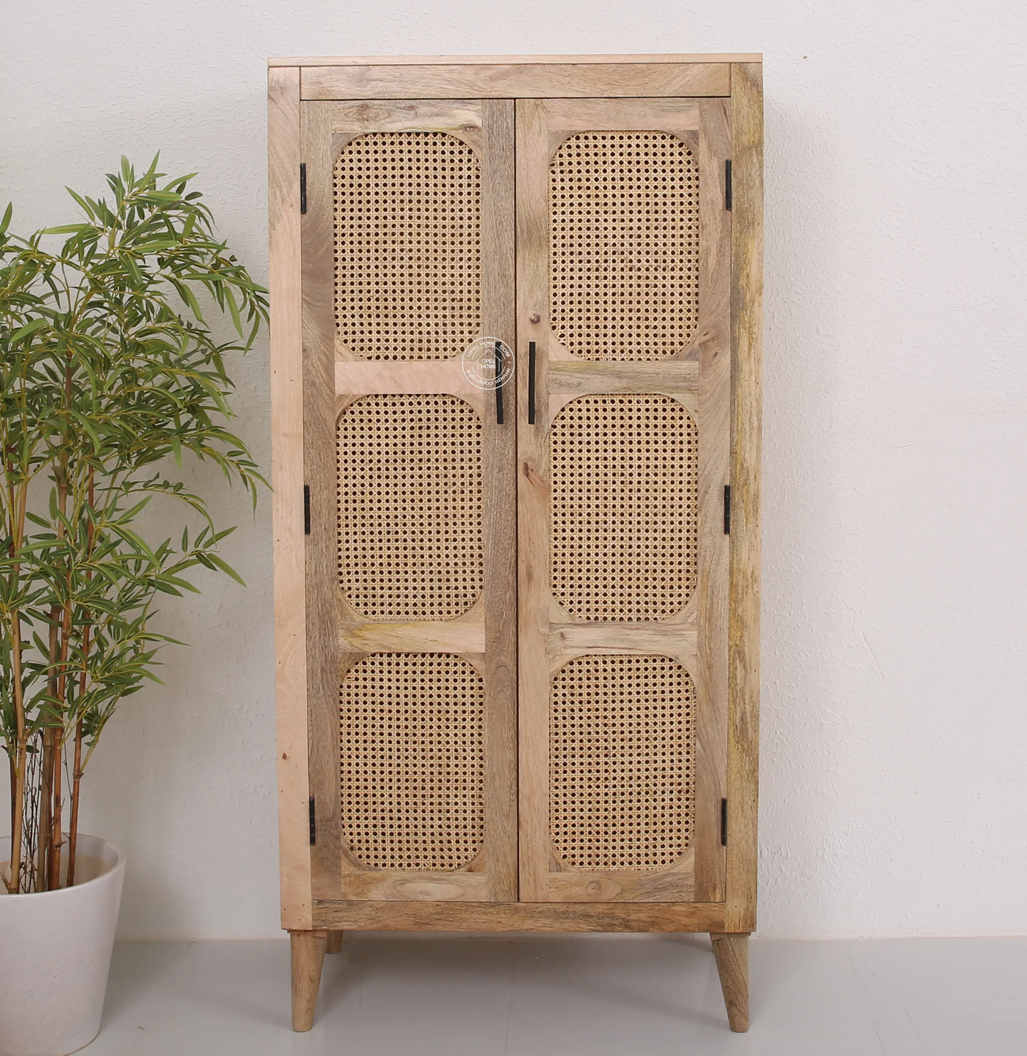 Space Rattan 2 Door closet (Natural finish) - Opelhome
