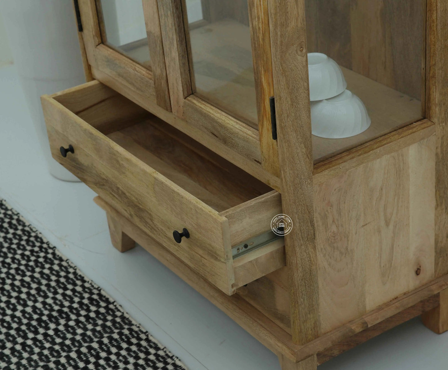 Spady Wooden Display Cabinet – Solid Mango Wood, Natural Finish | Opelhome UAE