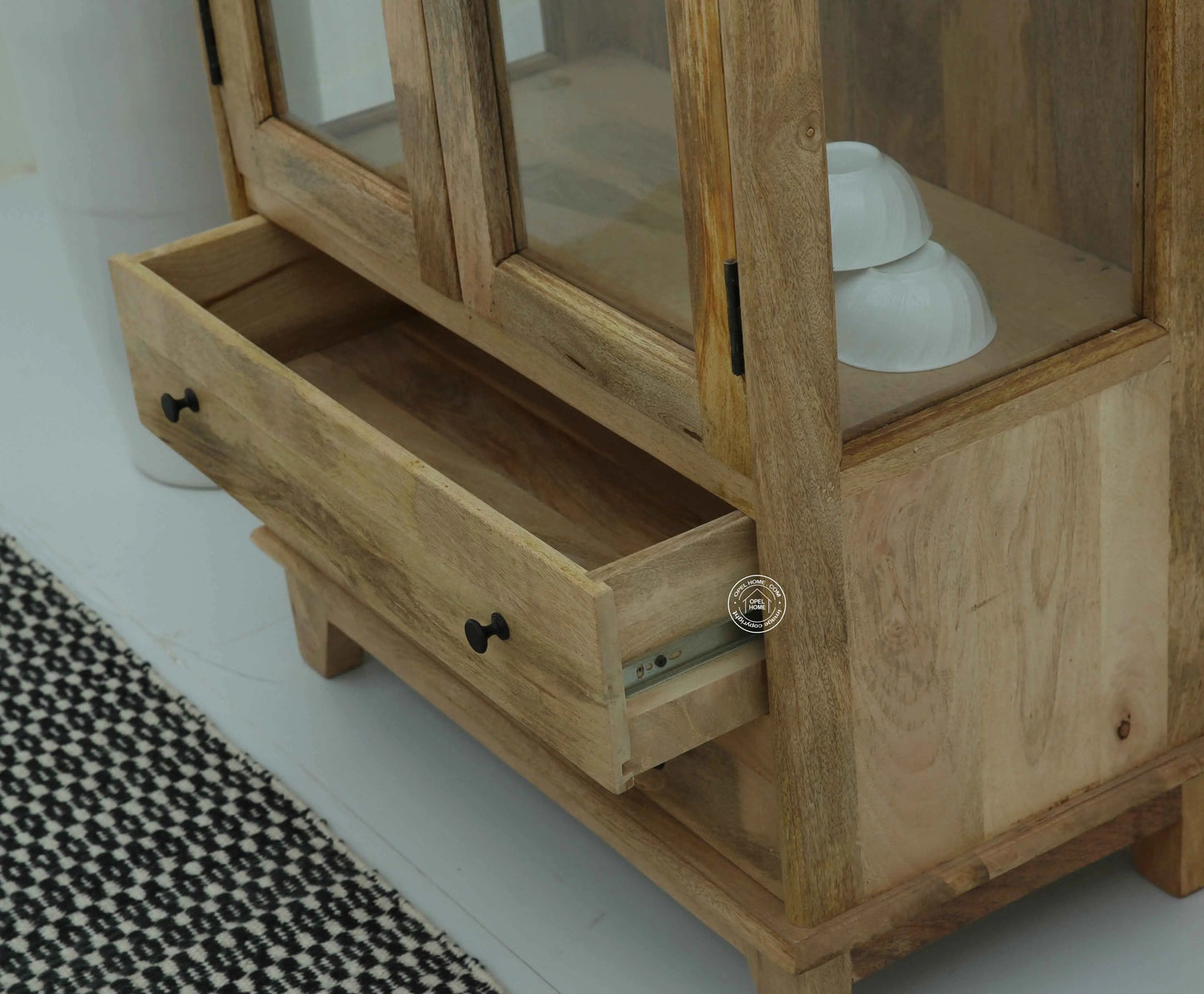 Spady Wooden Display Cabinet – Solid Mango Wood, Natural Finish | Opelhome UAE